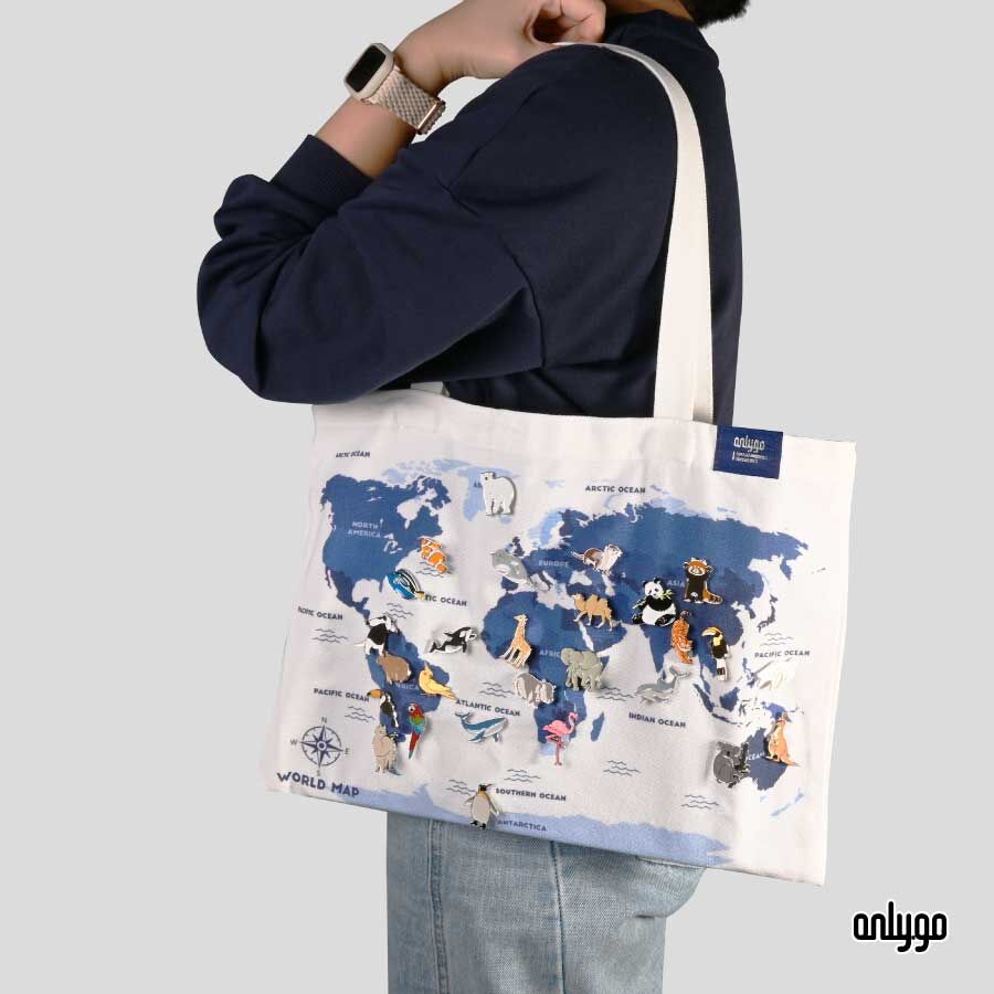 世界地図キャンバストートバッグ