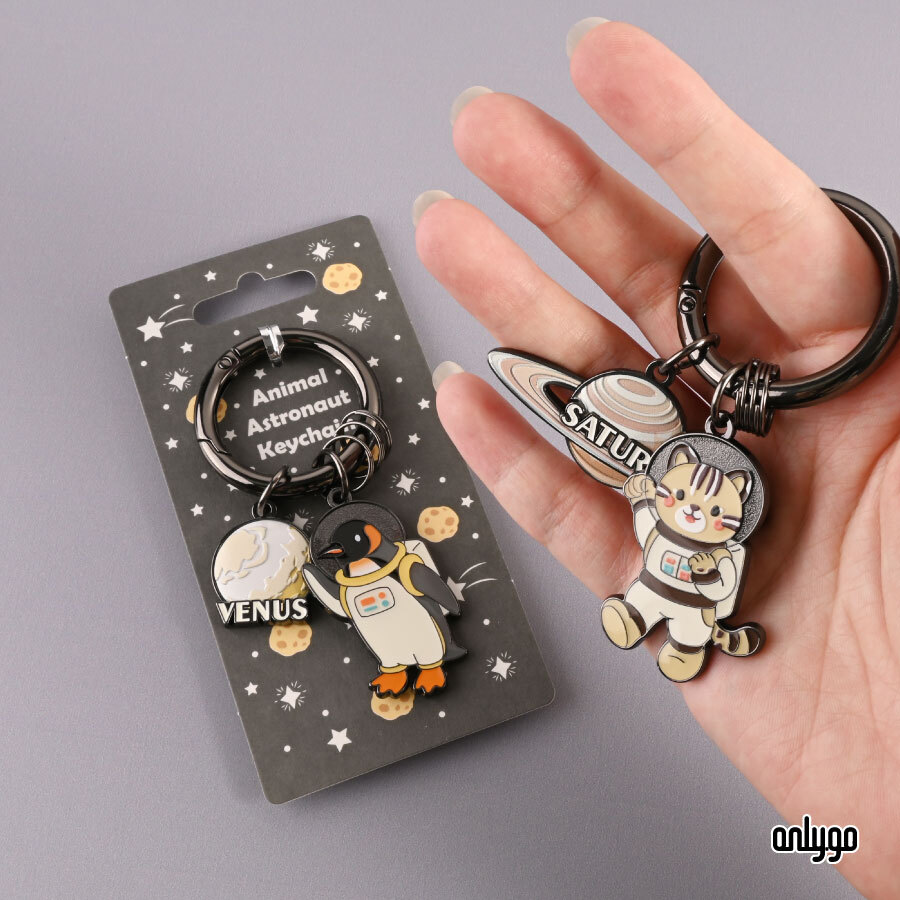 動物宇宙飛行士 夜光キーホルダー｜金星 × コウテイペンギン