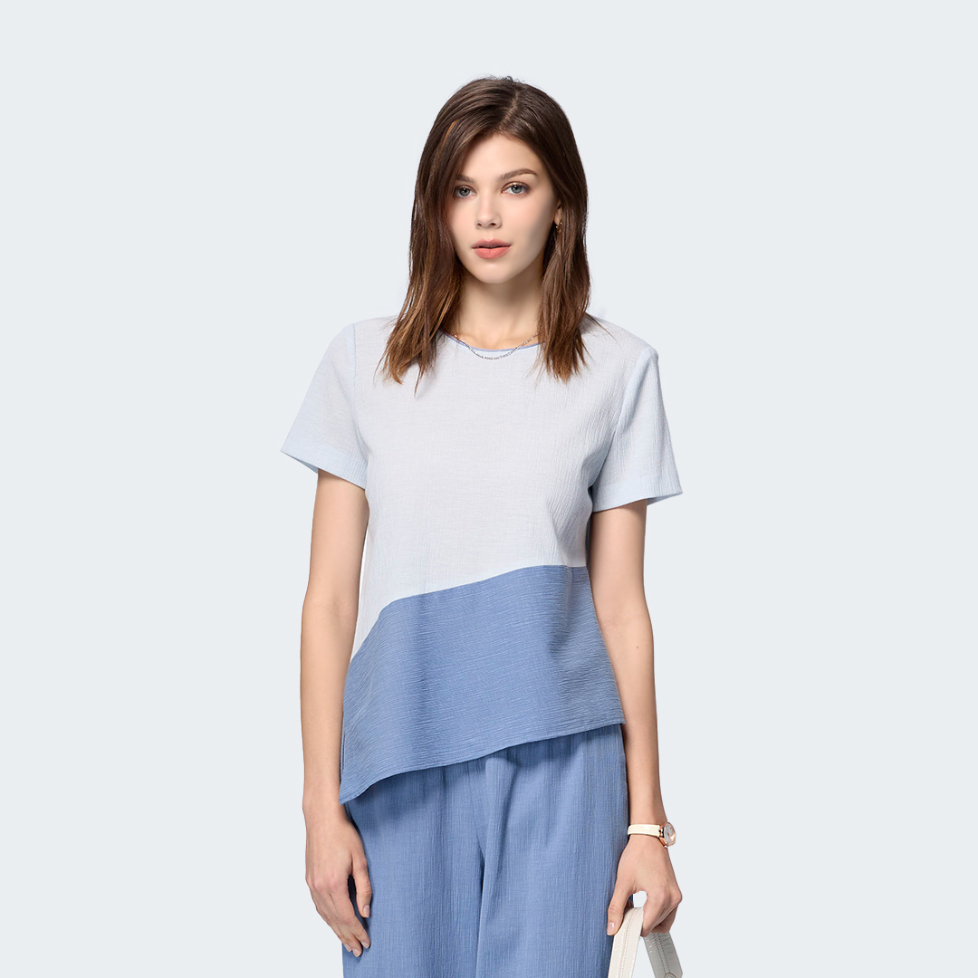 輕層次異材拼接上衣