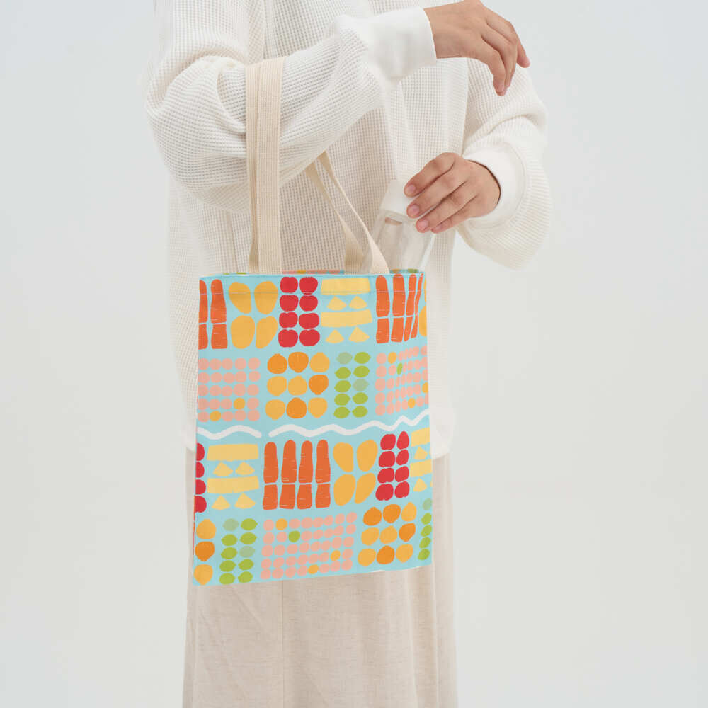 花布小書袋/老派冰果室/冰藍色