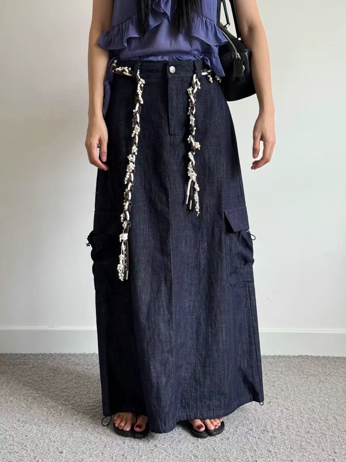 6125 美式工裝後開衩長裙