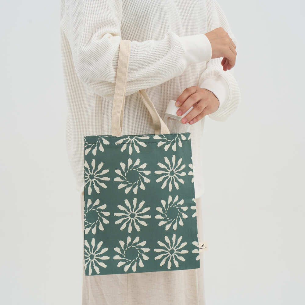 花布小書袋/烏秋圈圈/水鴨綠色