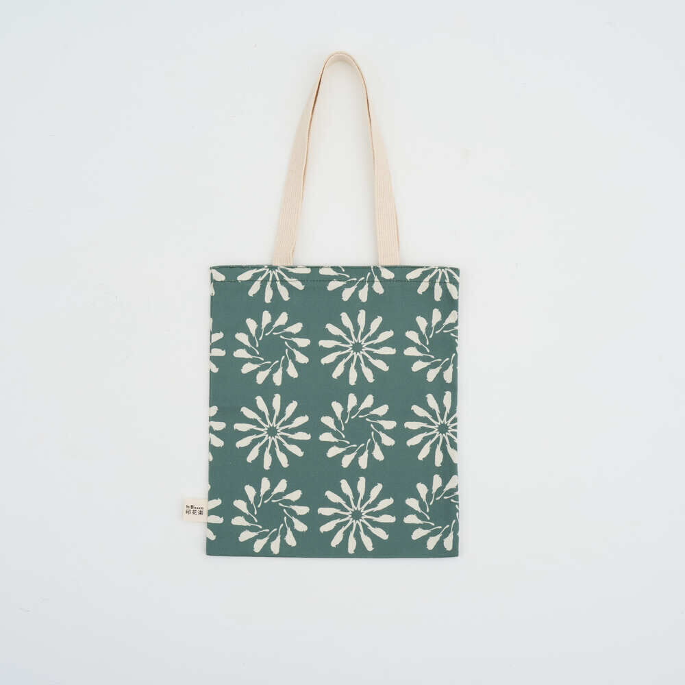 花布小書袋/烏秋圈圈/水鴨綠色