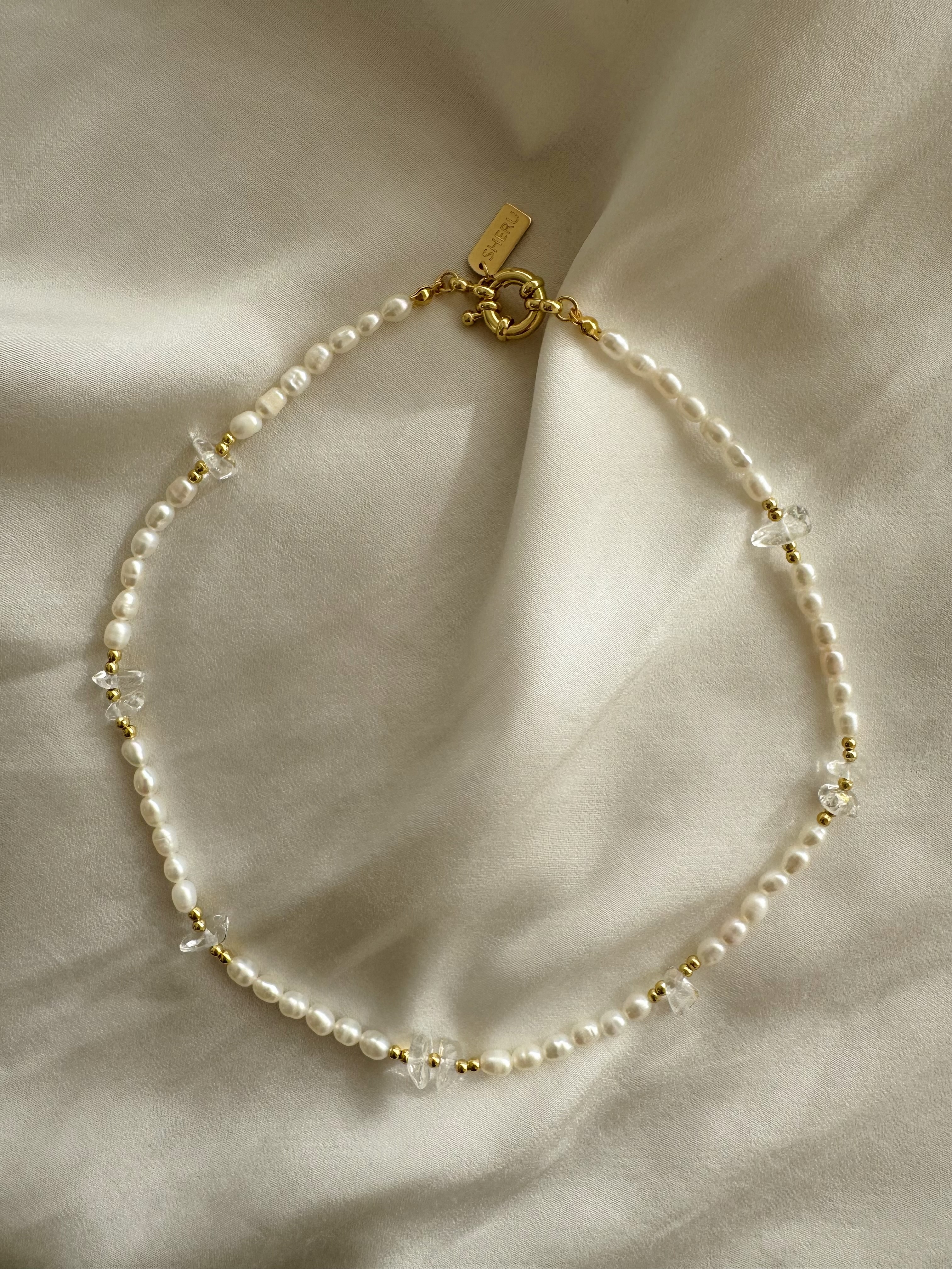 Crystal White Pearls Necklace｜白水晶珍珠項鏈