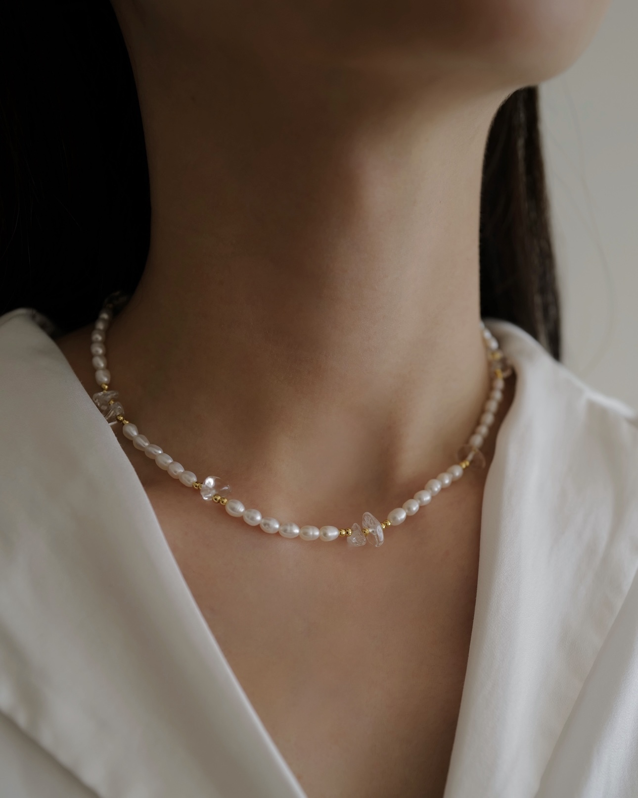 Crystal White Pearls Necklace｜白水晶珍珠項鏈