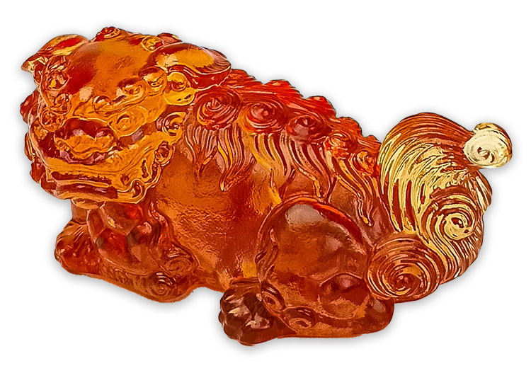 鹿港窯禮品館｜琉璃掌中袖獅 手工藝術擺件 招財開運吉祥收藏