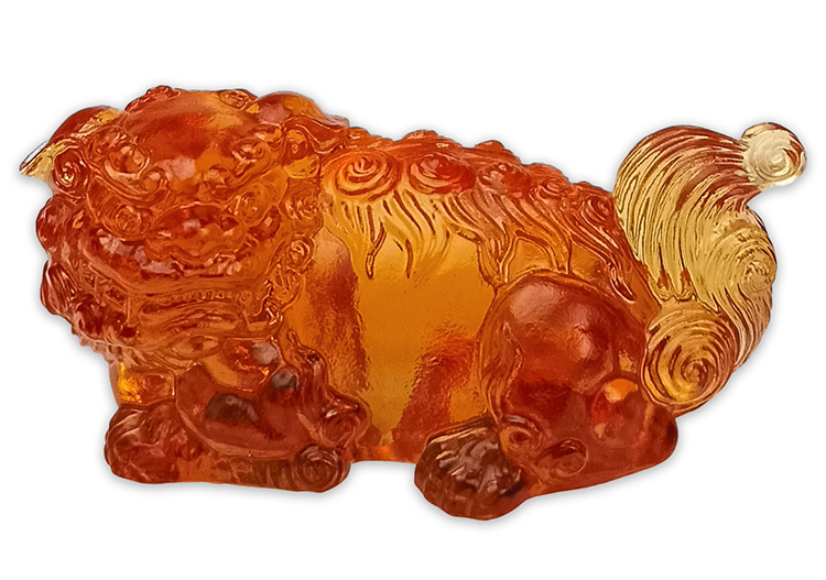 鹿港窯禮品館｜琉璃掌中袖獅 手工藝術擺件 招財開運吉祥收藏