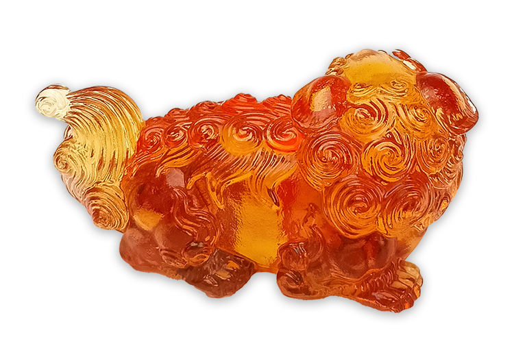 鹿港窯禮品館｜琉璃掌中袖獅 手工藝術擺件 招財開運吉祥收藏