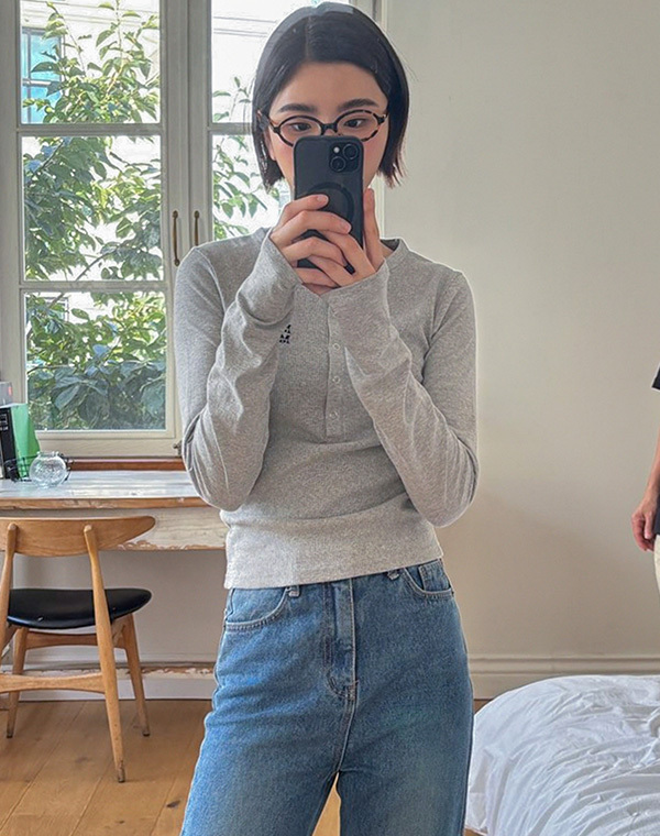 預訂｜MUAHMUAH HENRY NECK STITCH LONG SLEEVE TEE