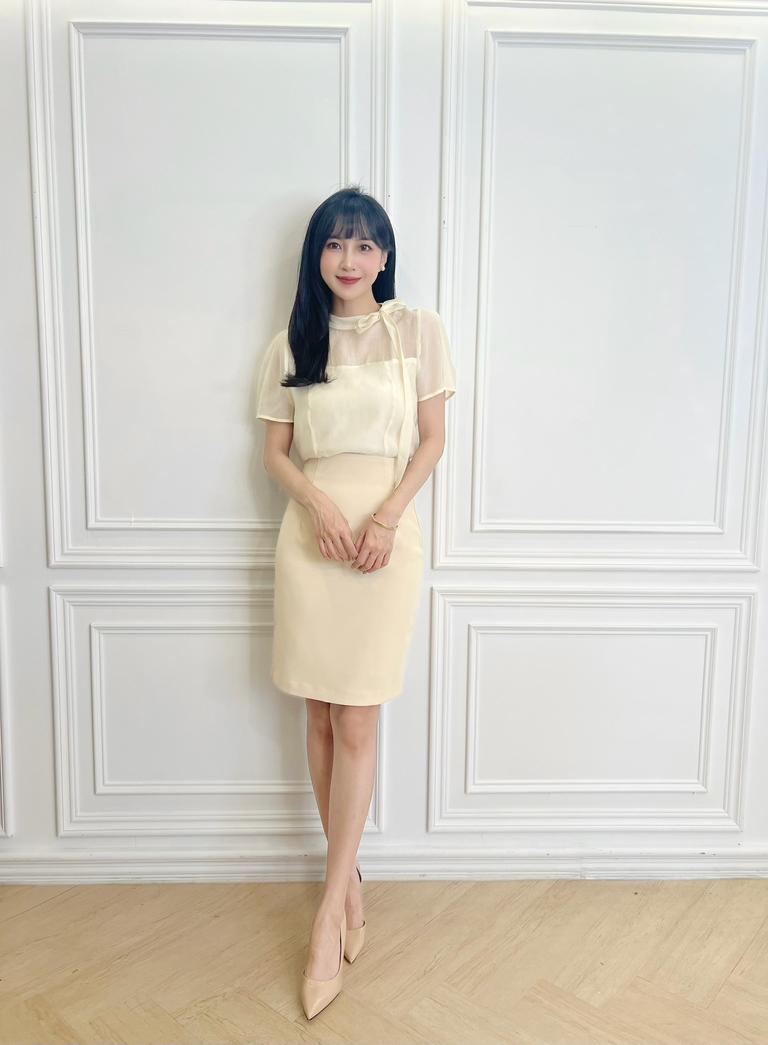 (好身形必備!)夏季10色修身窄裙-淺黃