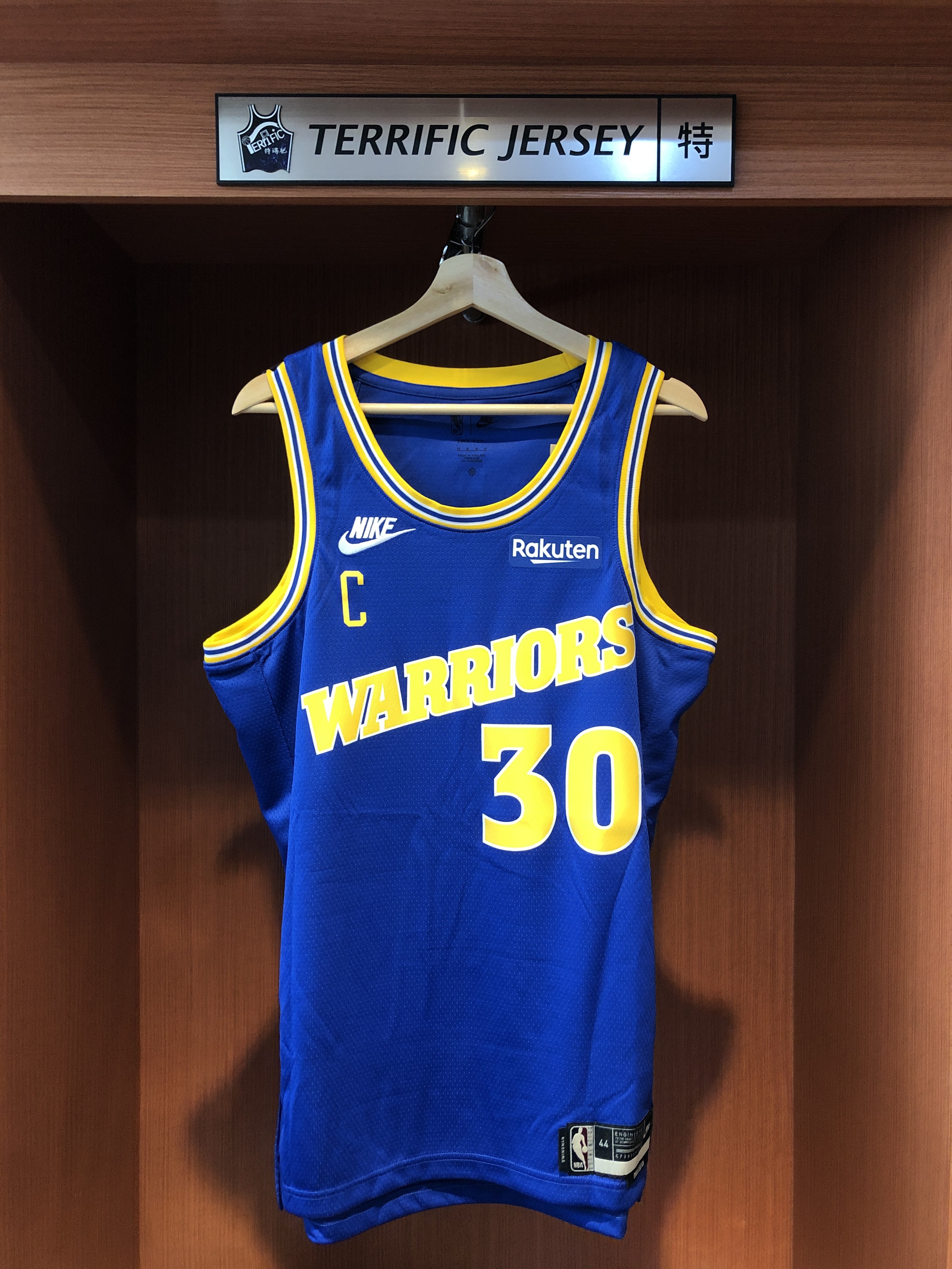 NBA球衣 Stephen Curry 金州勇士復古藍 隊長標 HWC Nike Swingman 球迷版 熱轉印 含贊助商標 全新