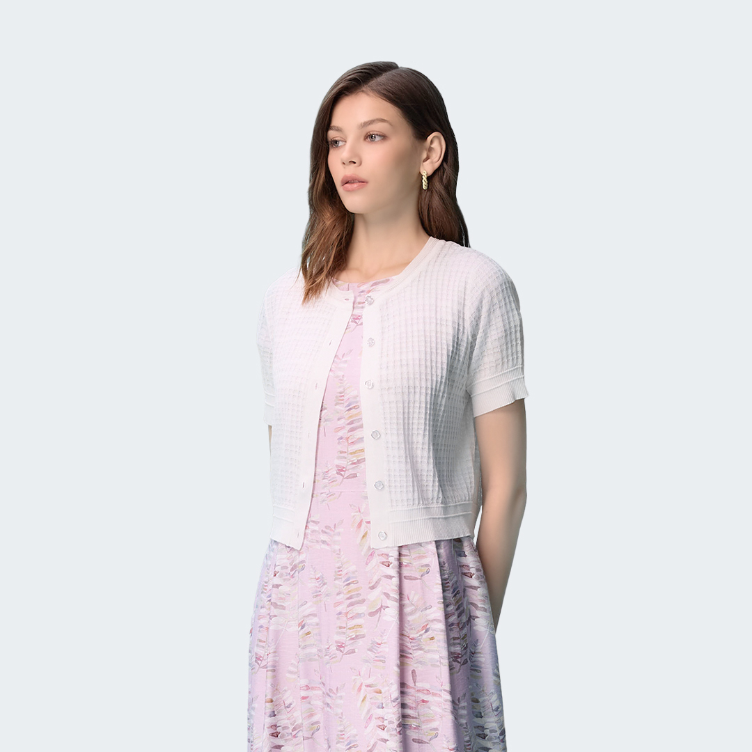 萊賽爾編織短袖針織外套