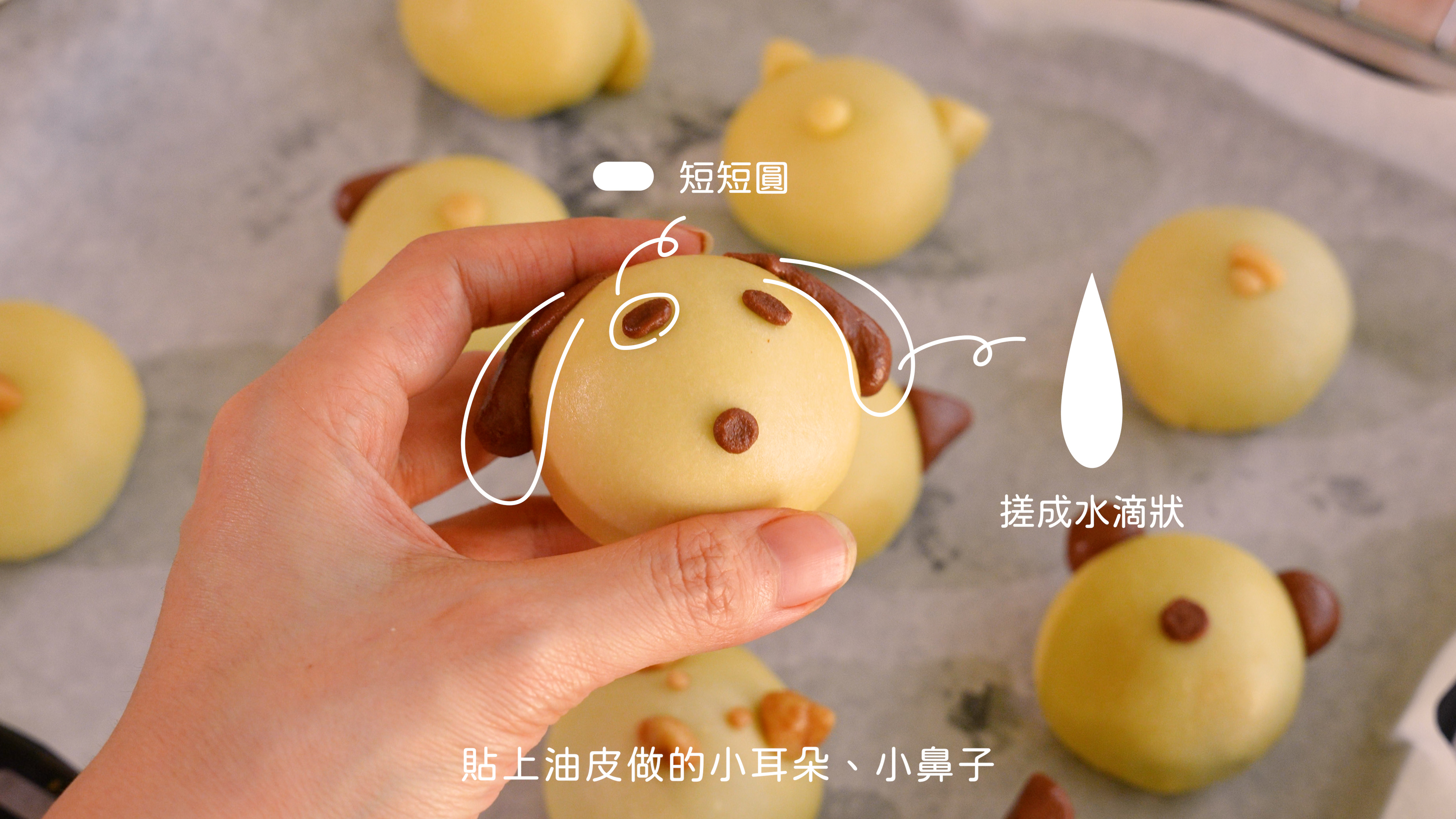 “小狗蛋黃酥:小狗造型示範2”