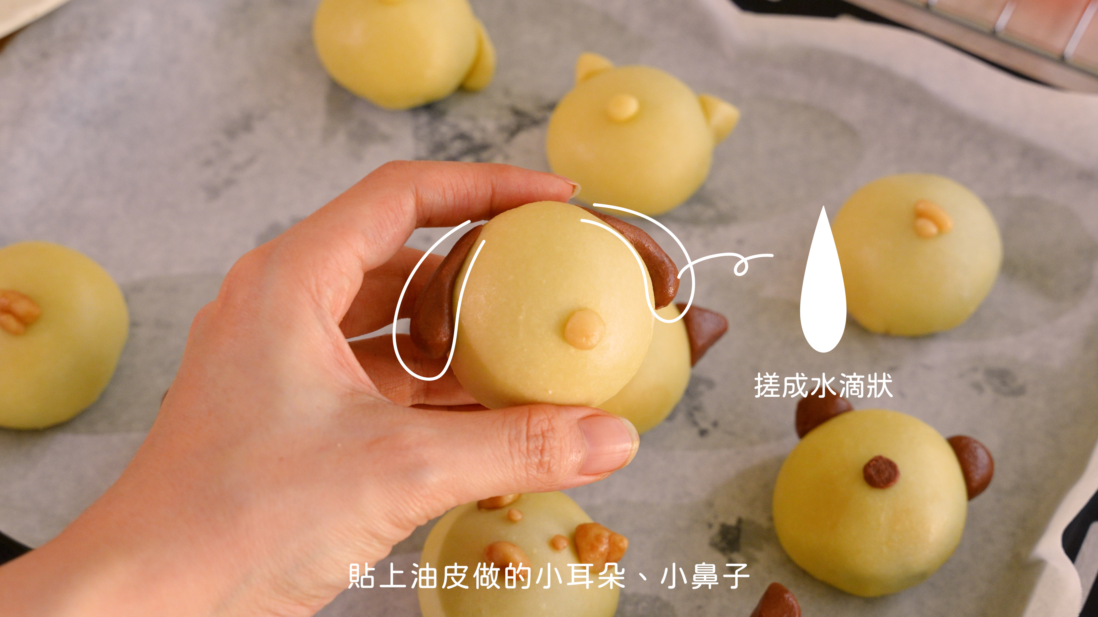 “小狗蛋黃酥:小狗造型示範1”