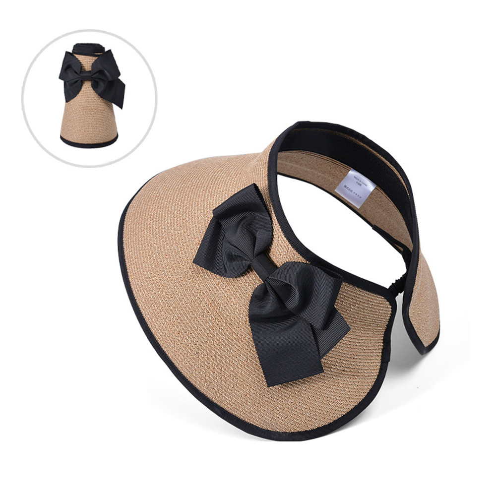 帽子 草帽 遮陽帽 防曬帽 空頂帽 可折疊 可收納 條紋帽 大簷帽 草編帽 蝴蝶結帽 太陽帽 抗紫外線 女生禮物 093