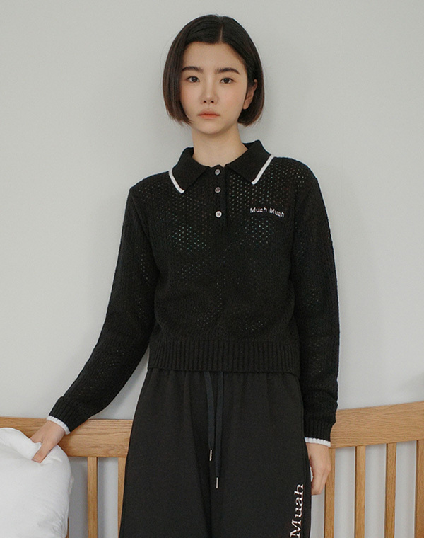 預訂｜MUAHMUAH LOGO COMBI COLLAR KNIT