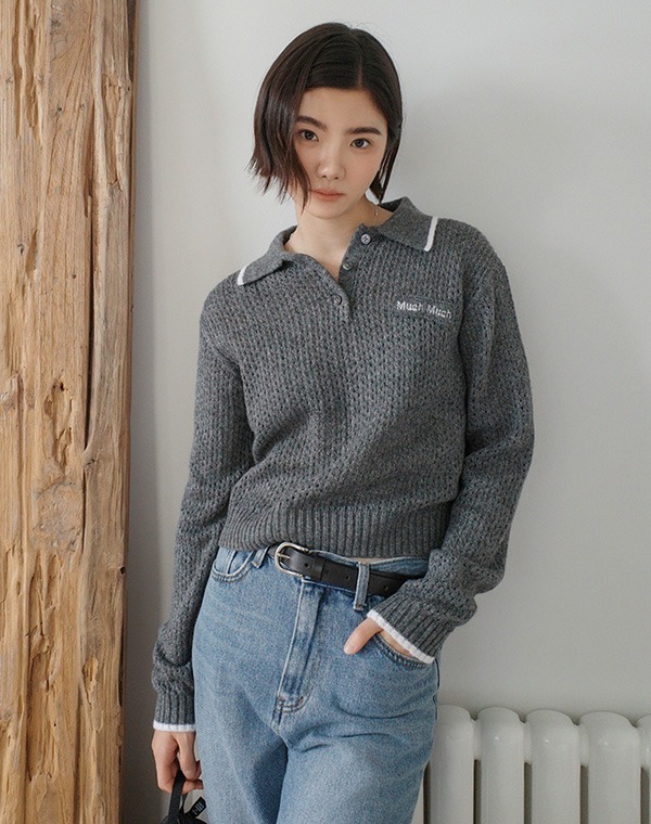 預訂｜MUAHMUAH LOGO COMBI COLLAR KNIT