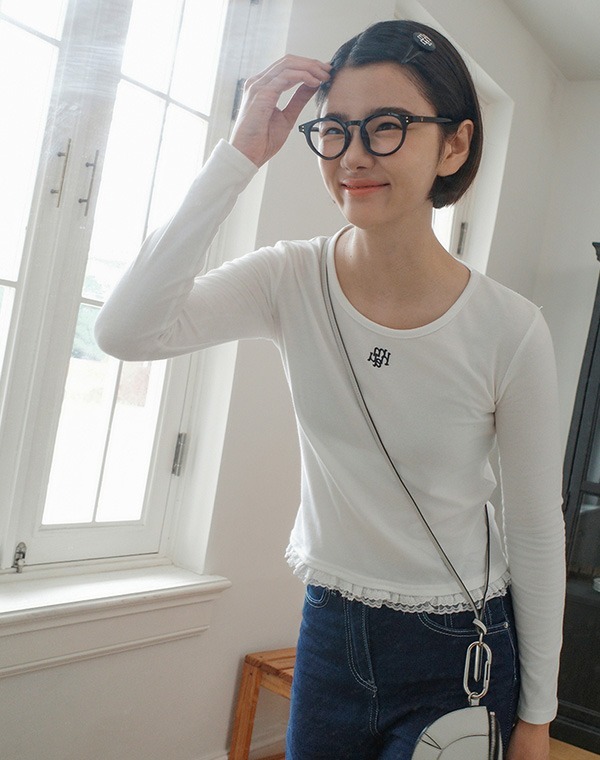 預訂｜MUAHMUAH STITCH LOGO LACE LONG SLEEVE TEE