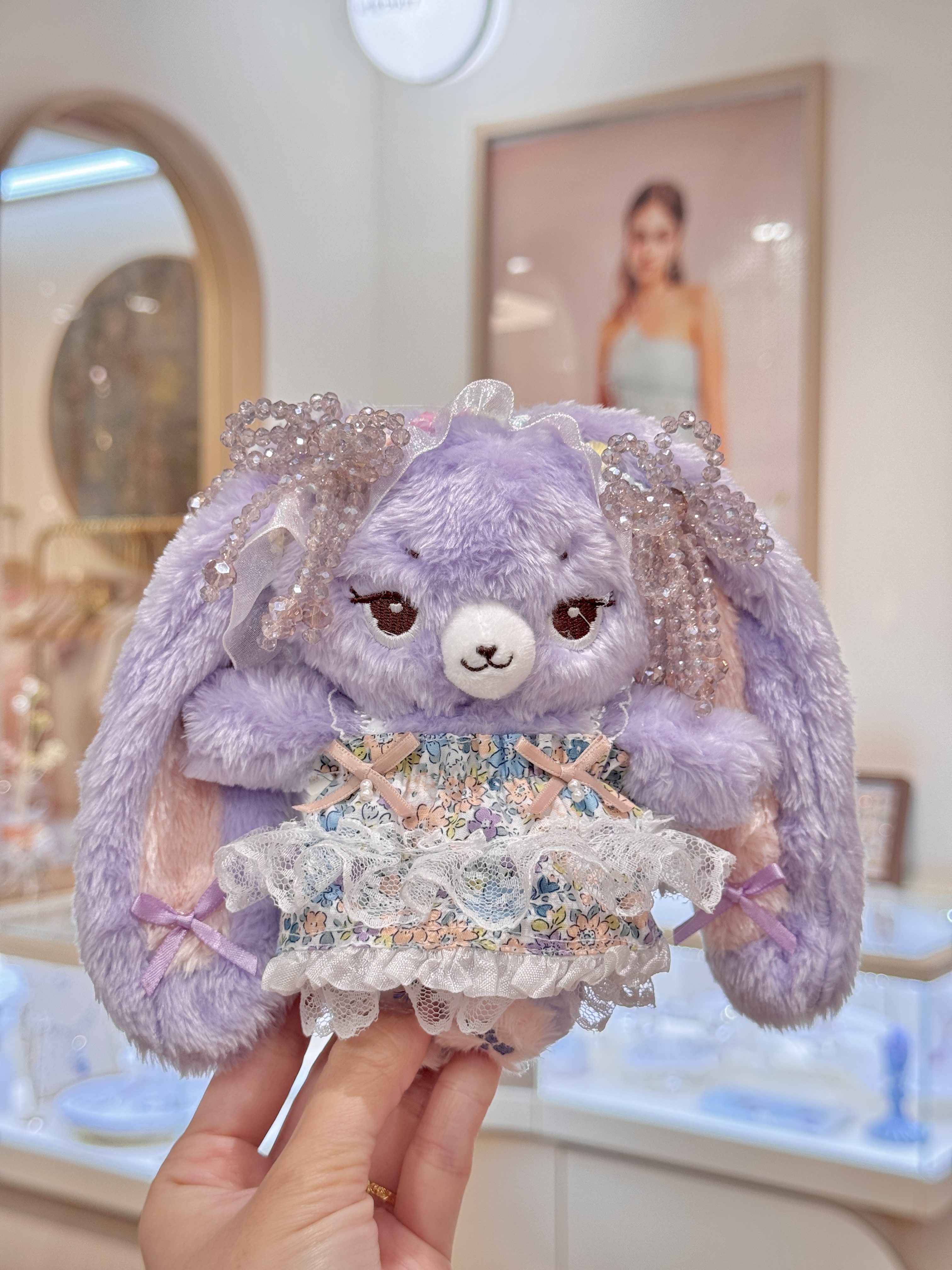 Mini Beige Blue Floral Dress With Headband