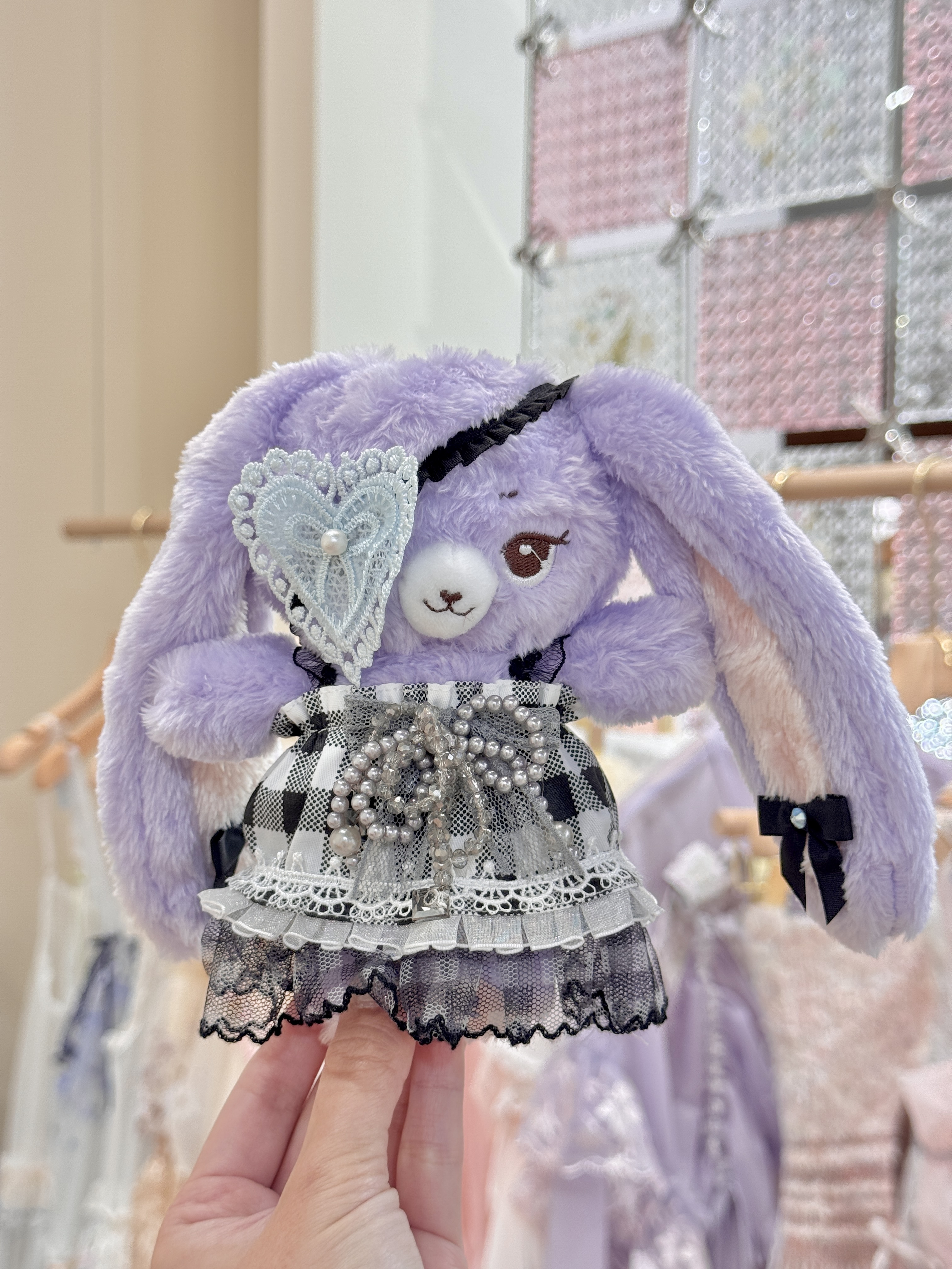 Mini Devil Checkered Long Dress With Heart Shaped Eye Patch