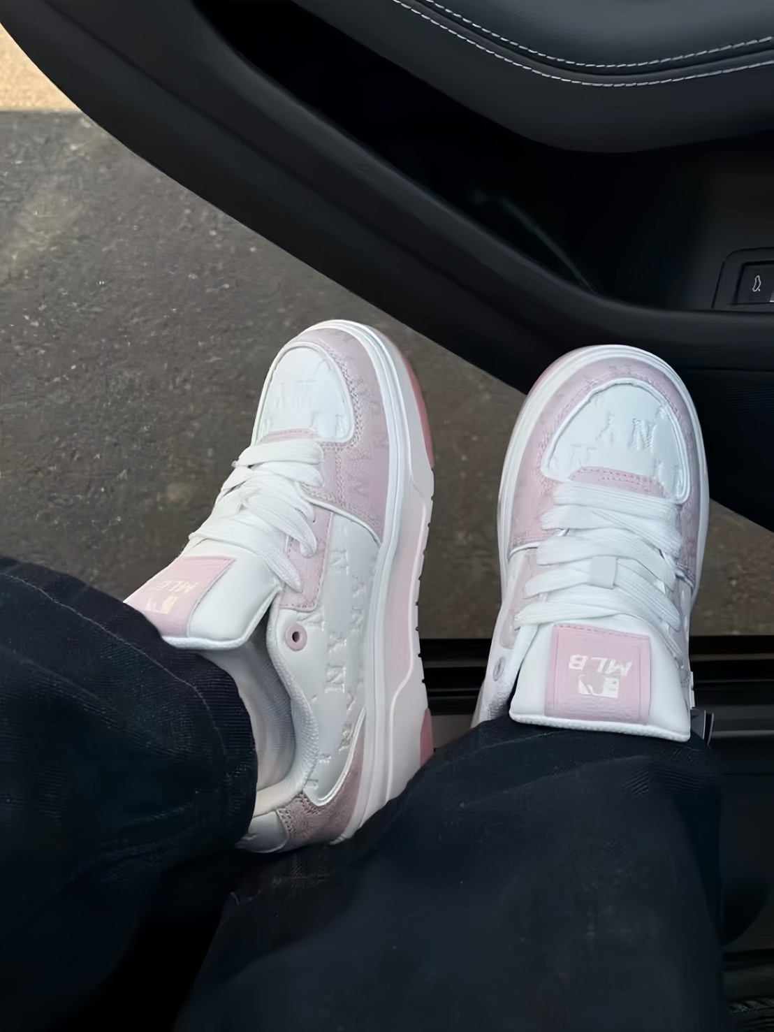 MLB 老花壓紋厚底 學長鞋