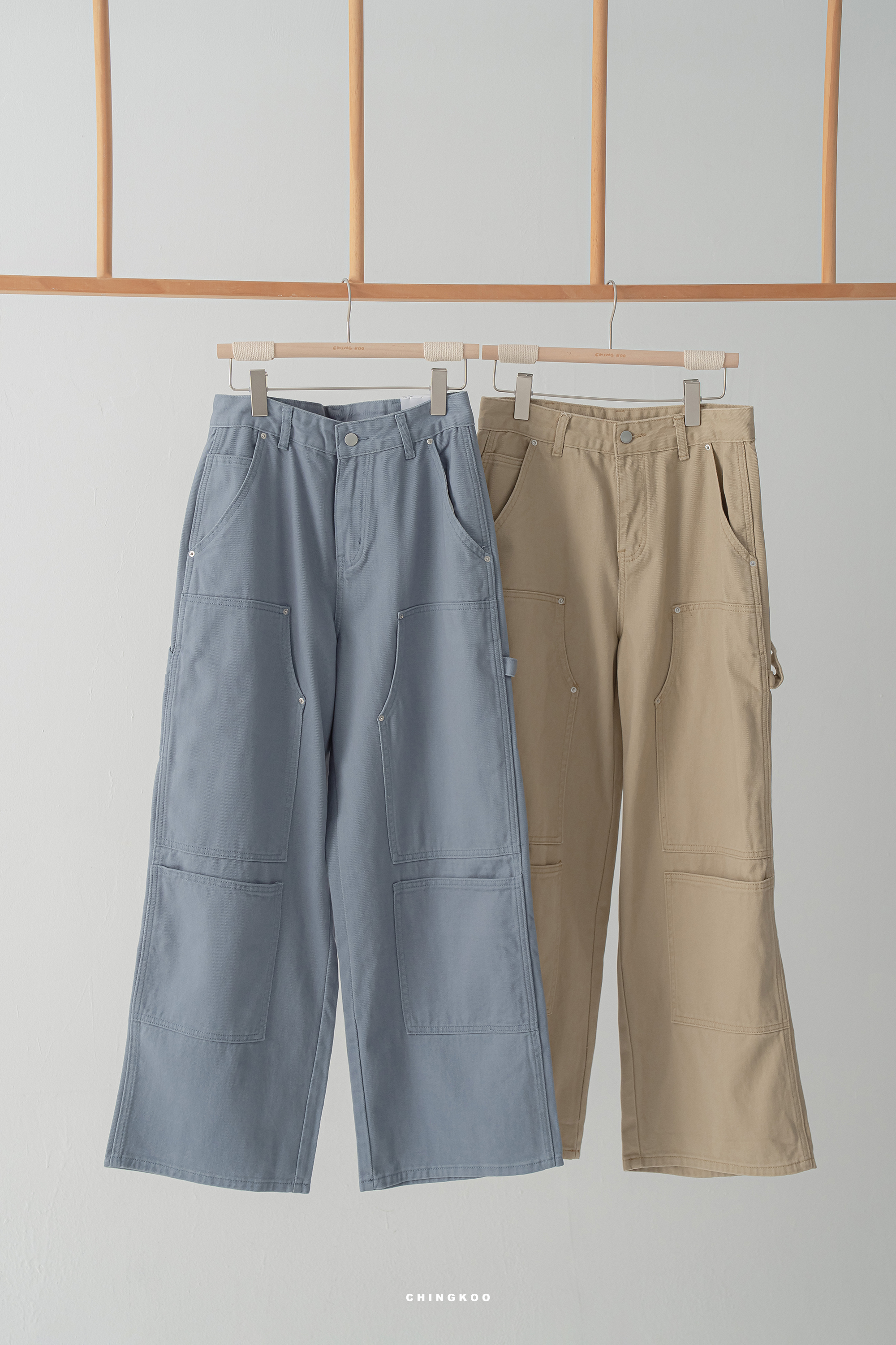 IN KOREA｜工裝多口袋直筒工作長褲 2色