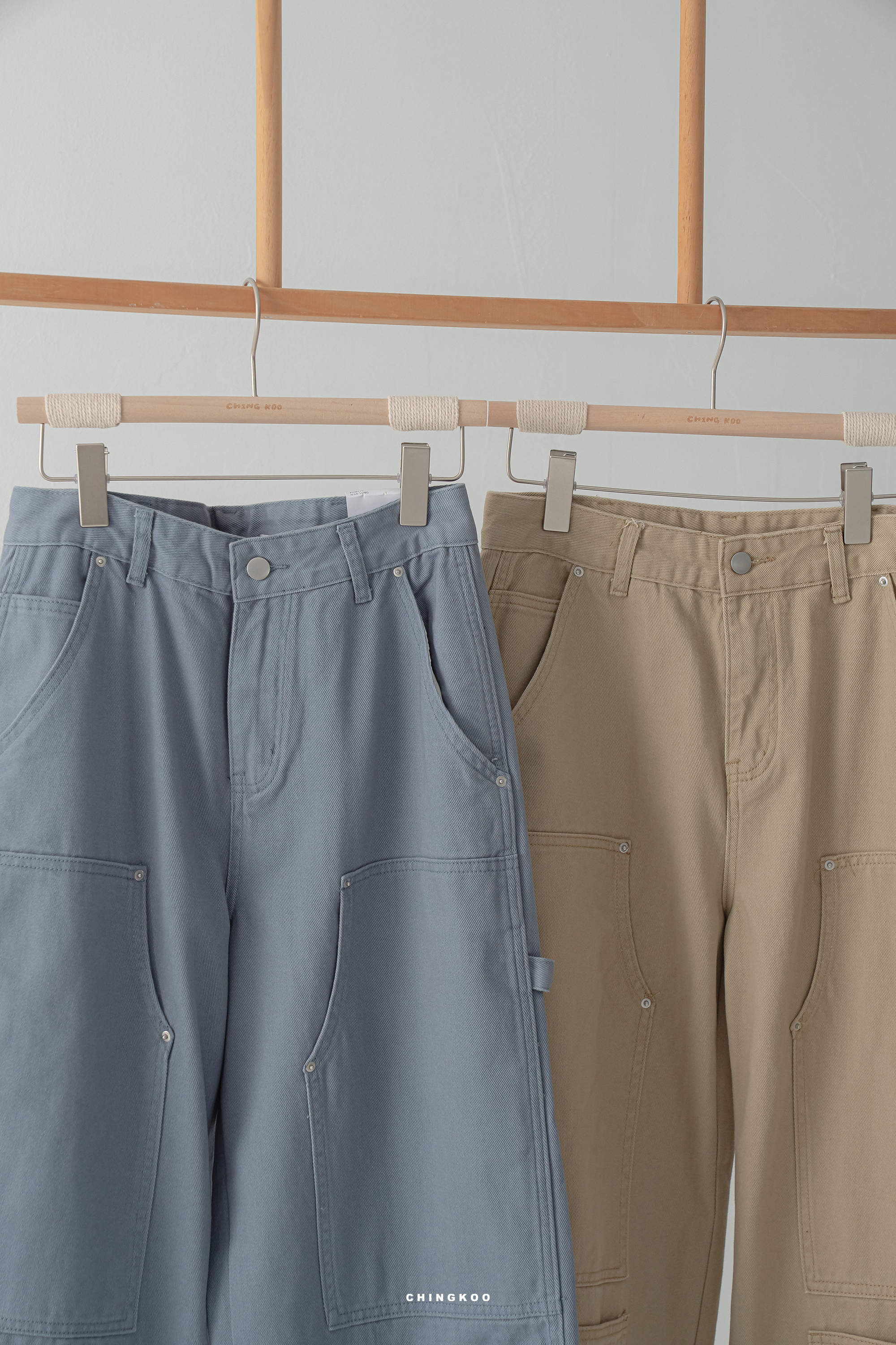 IN KOREA｜工裝多口袋直筒工作長褲 2色