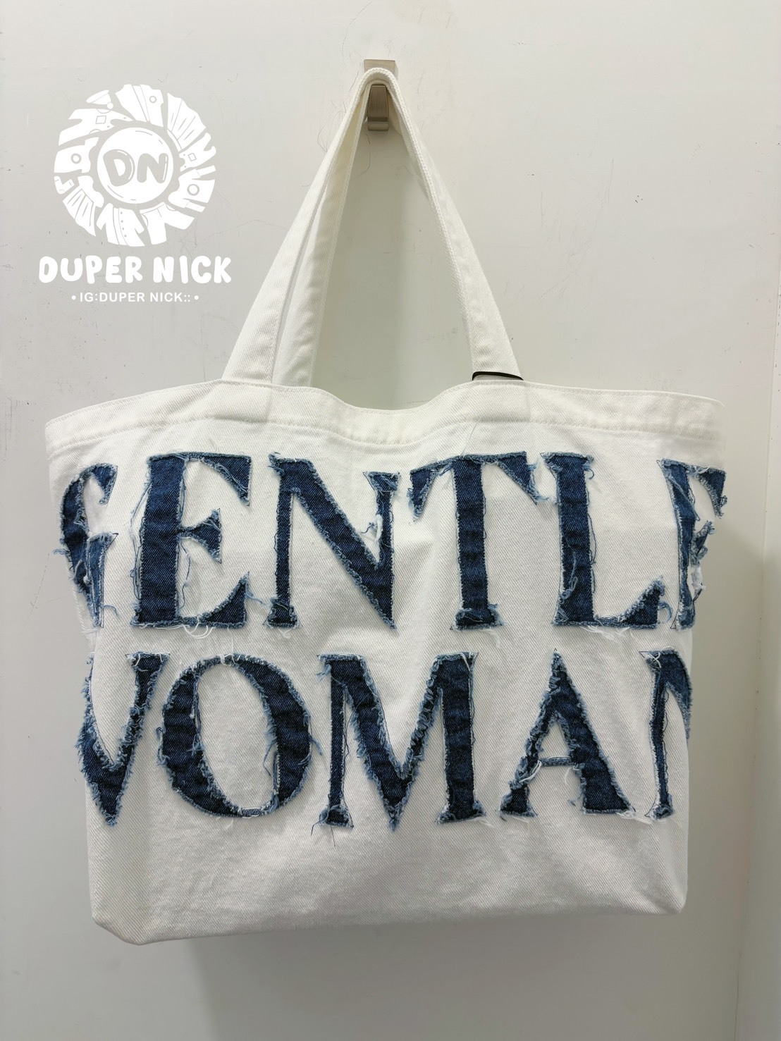 泰國限定 GENTLE WOMAN 白底牛仔 海灘包 托特包