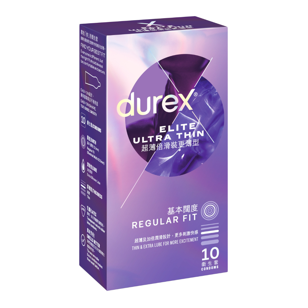 Durex 杜蕾斯 Elite Ultra Thin 超薄陪滑裝更薄型 10 片裝 乳膠安全套 (香港版)