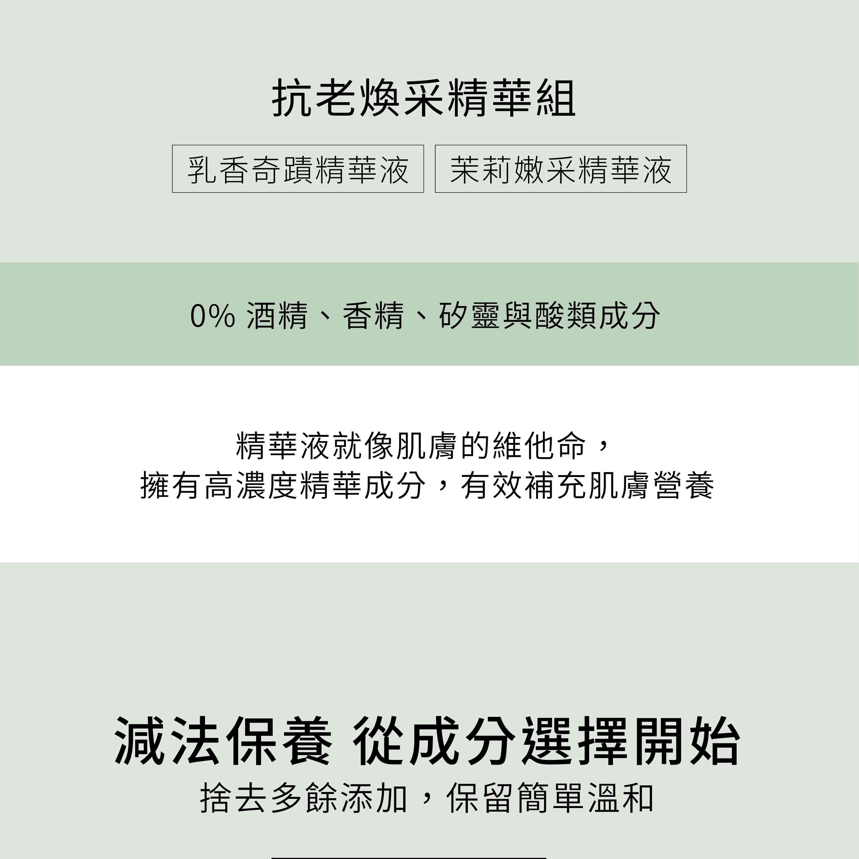 抗老煥采精華組包含乳香奇蹟精華液與茉莉嫩采精華液各一入
