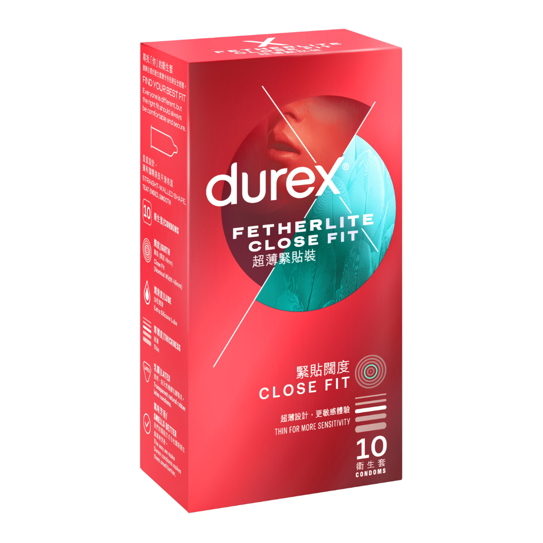 Durex 杜蕾斯 Fetherlite Closefit 超薄緊貼裝 乳膠安全套 (香港版) 10個裝