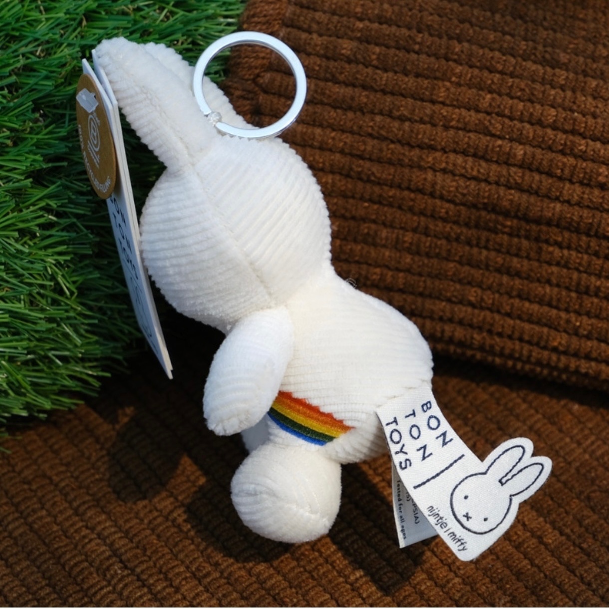 MIFFY 米菲兔 彩虹印花 燈芯絨 鑰匙圈 吊飾 再生材質 日本代購