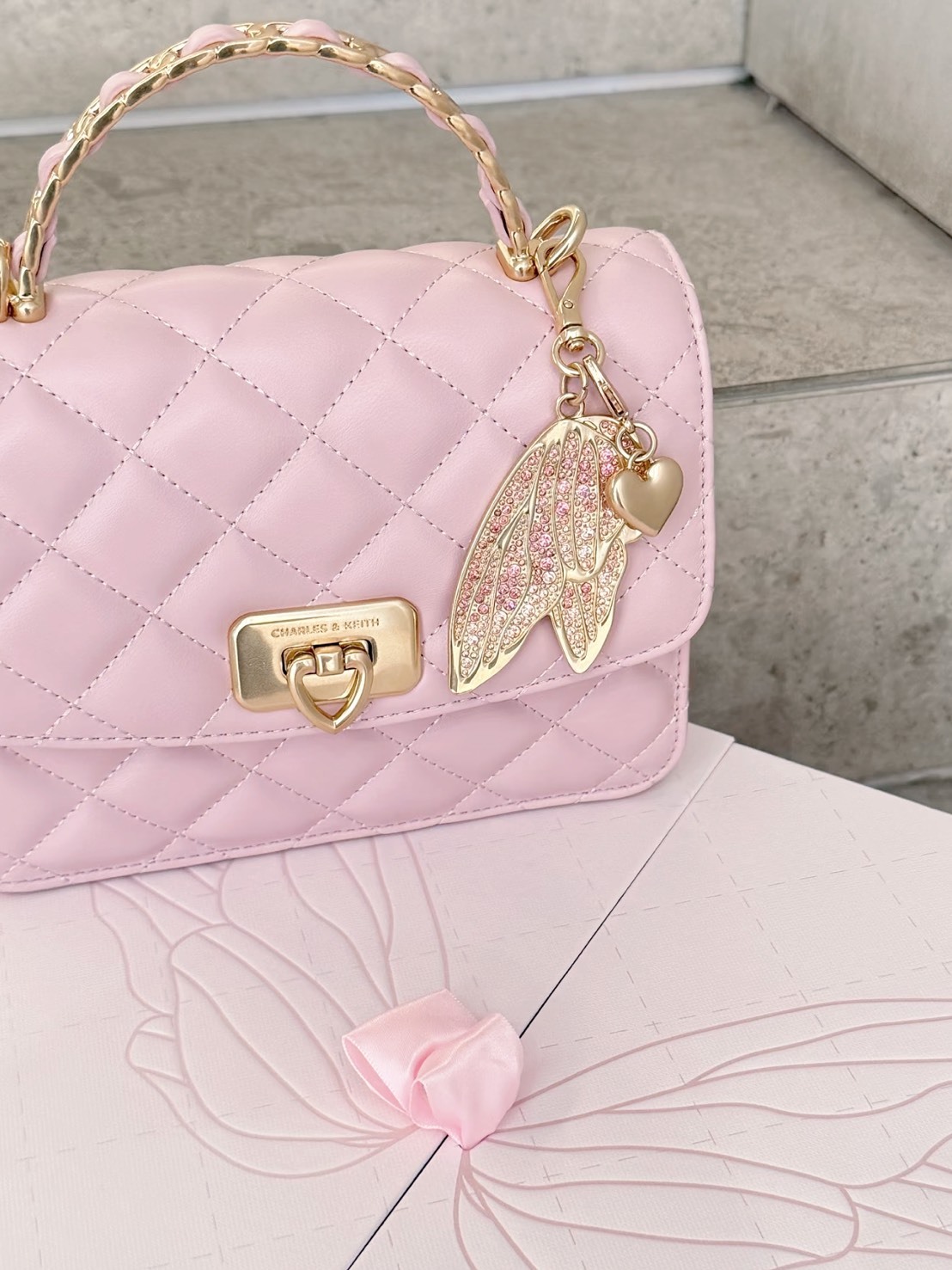 CHARLES&KEITH 小CK 七夕限量 小香風 鏈條菱格包 禮盒組