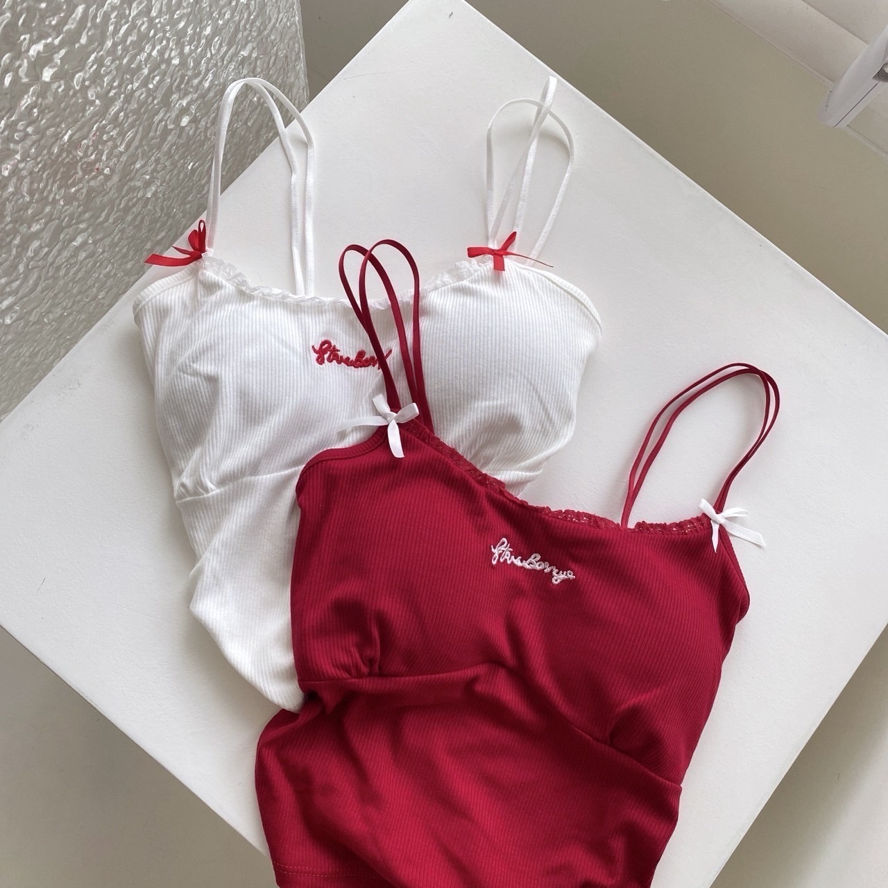 雙肩帶蝴蝶結小可愛