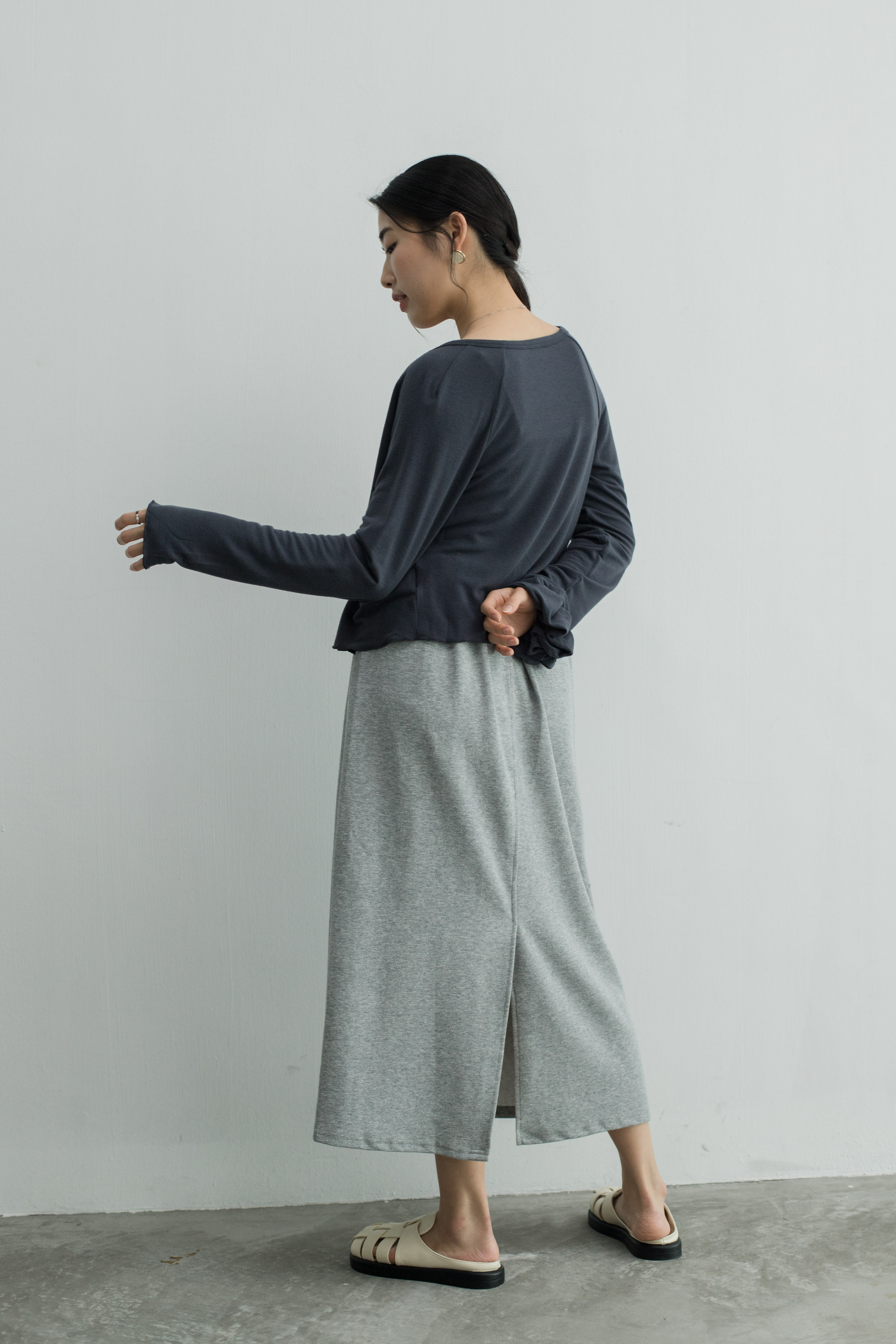 Luella Contrast Skirt Grey -2458SKGRY