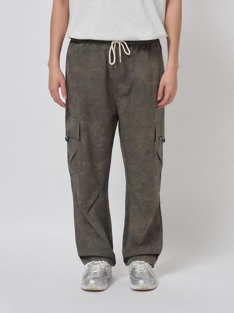 防潑水迷彩工裝束口褲