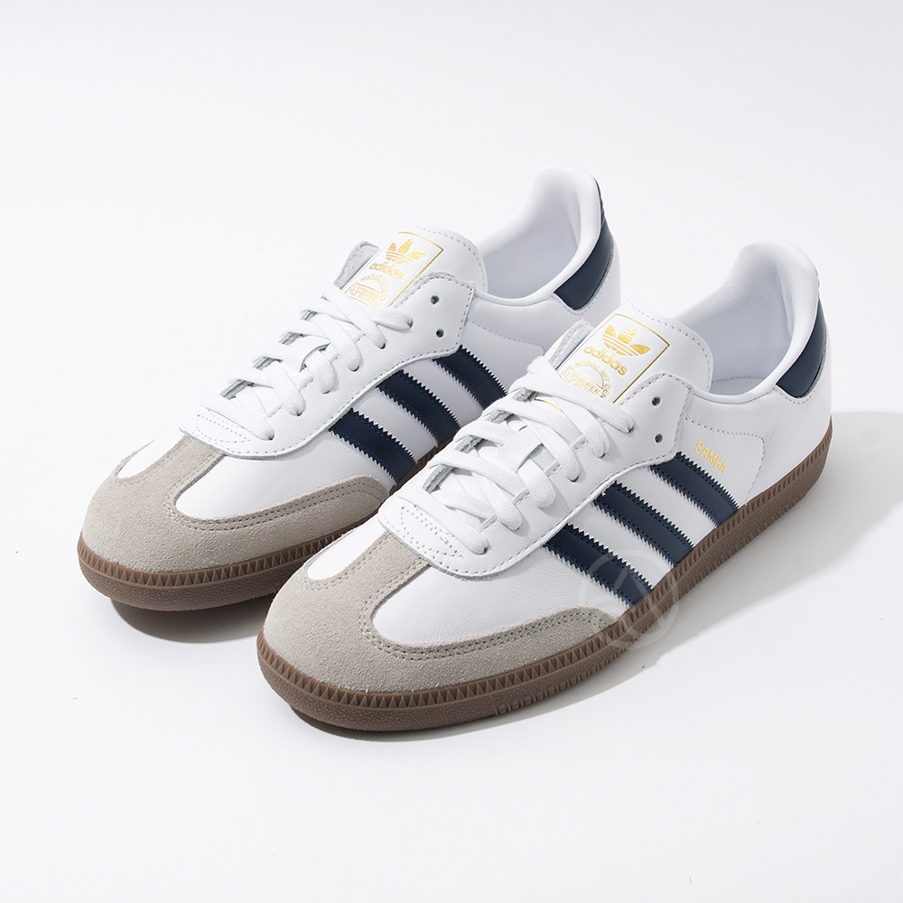 Adidas Samba OG 男鞋 女鞋 白深藍色 焦糖底 皮革 復古 情侶 愛迪達 休閒鞋 JH8795