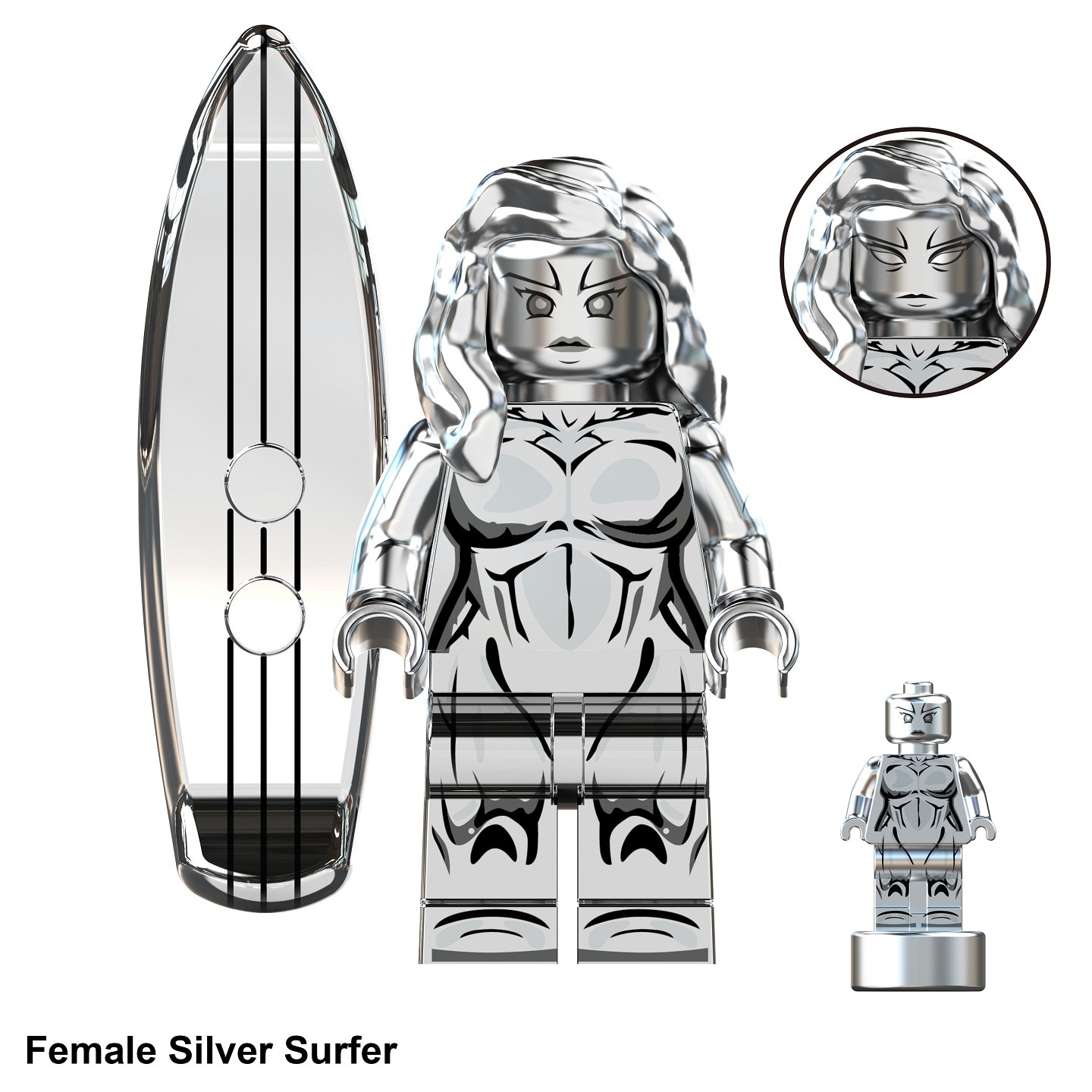 The Fantastic Four Female Silver Surfer Custom Minifigures Minifigs Fit Lego TV6214 TV1117