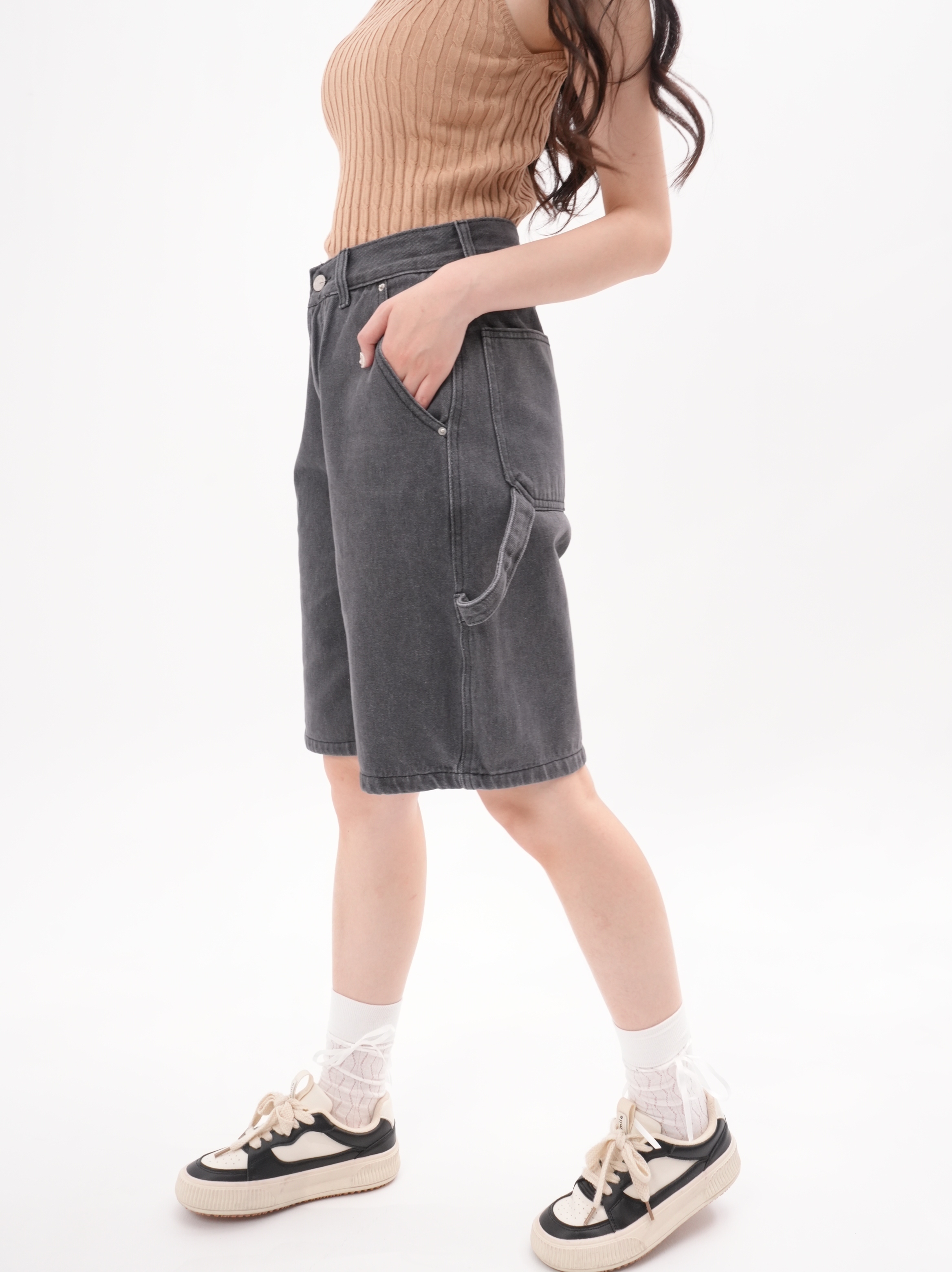 法朵Fado shop｜ 男友風 / 單釦側設計五分褲 S-XL 四色 2513004