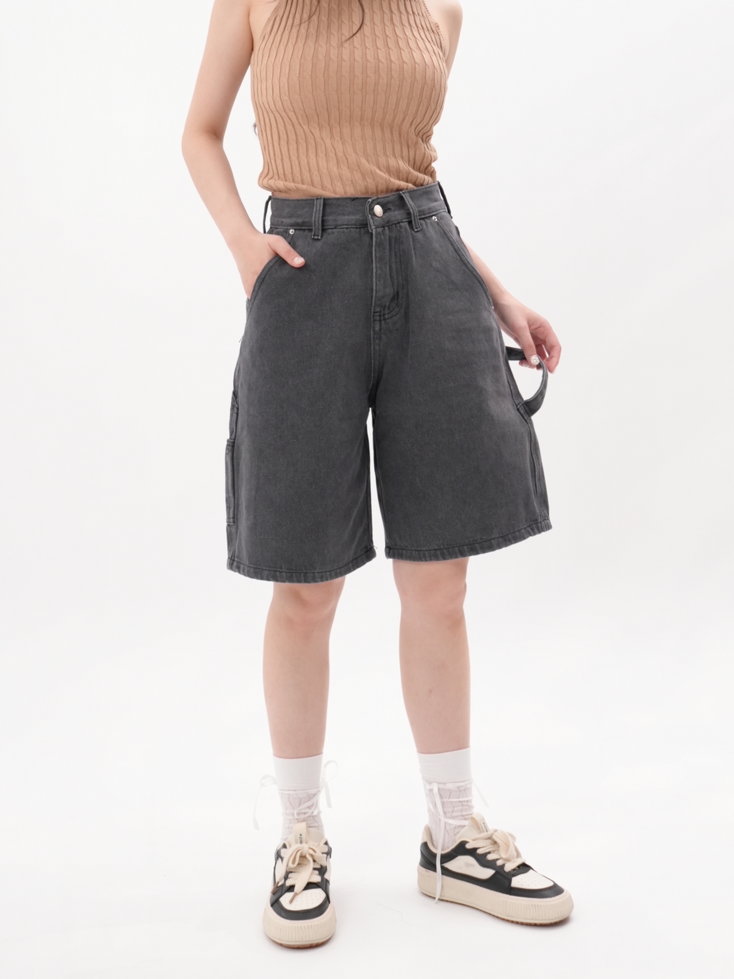 法朵Fado shop｜ 男友風 / 單釦側設計五分褲 S-XL 四色 2513004