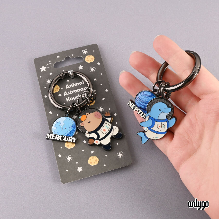 動物宇宙飛行士 夜光キーホルダー｜海王星 × イルカ