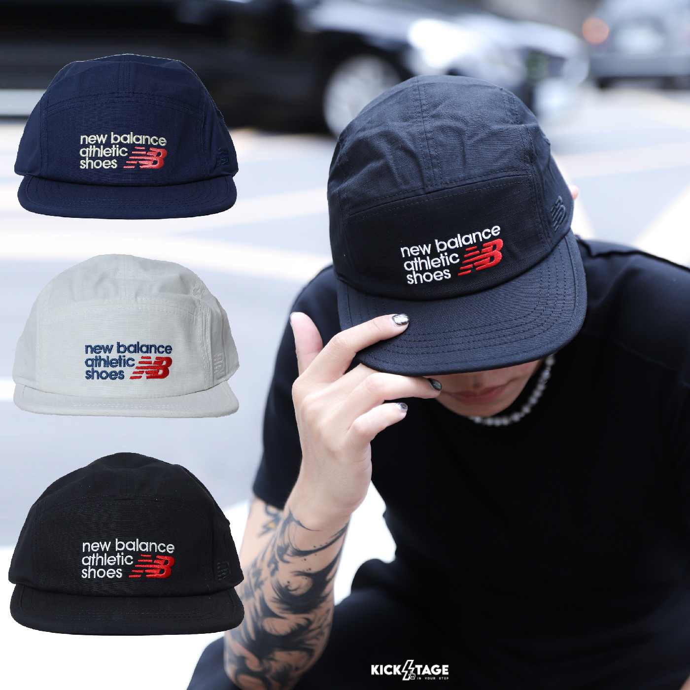 NEW BALANCE 5 PANEL ATHLETICS GRAPHIC 黑 藍 白 NB 立體刺繡 百搭 5分割 老帽 棒球帽【LAH51017】