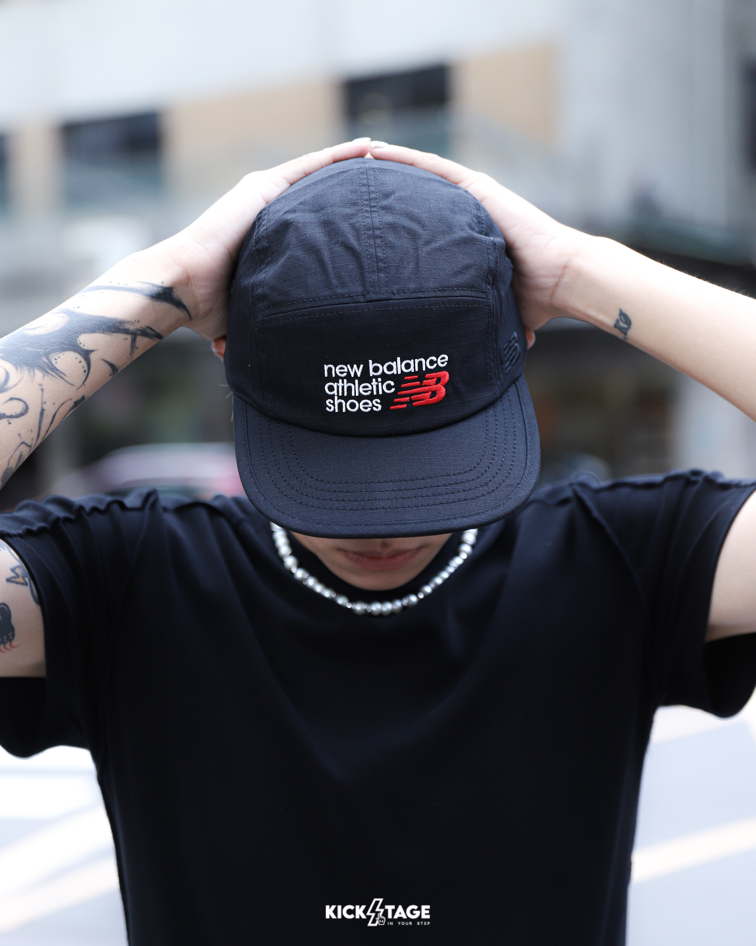 NEW BALANCE 5 PANEL ATHLETICS GRAPHIC 黑 藍 白 NB 立體刺繡 百搭 5分割 老帽 棒球帽【LAH51017】