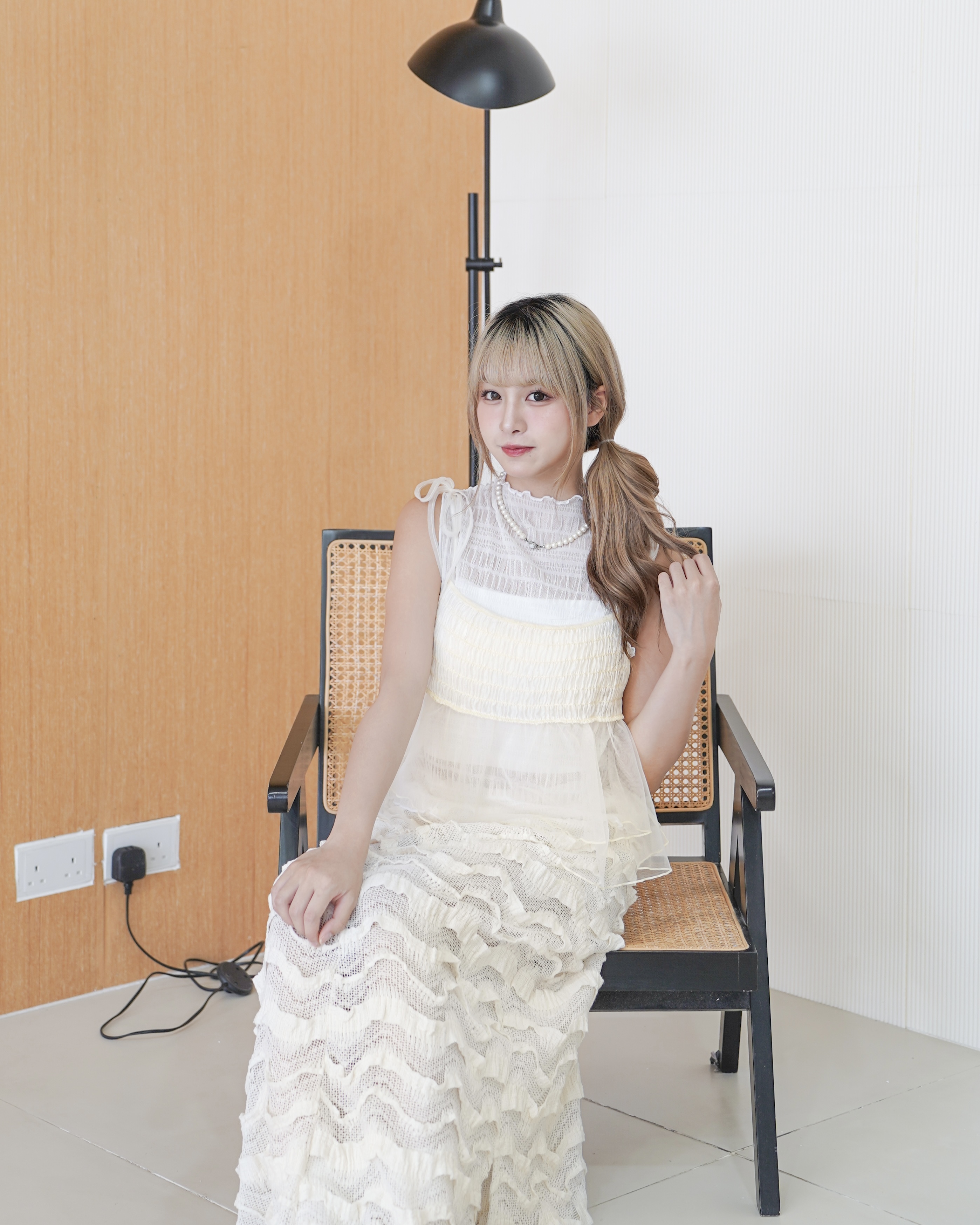 輕薄～皺皺雙層薄紗吊帶 · 2色入