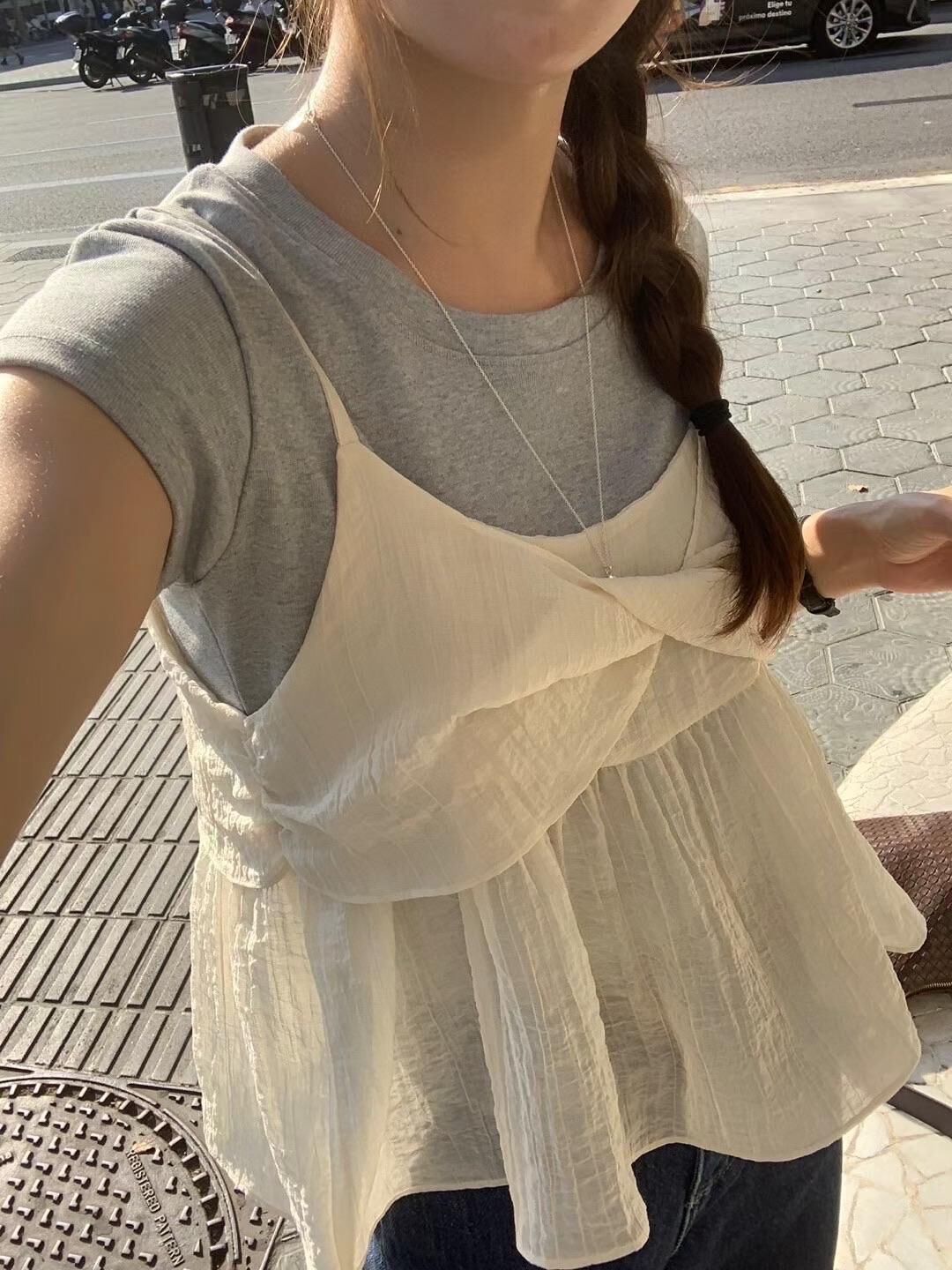 Twist front pleated vest