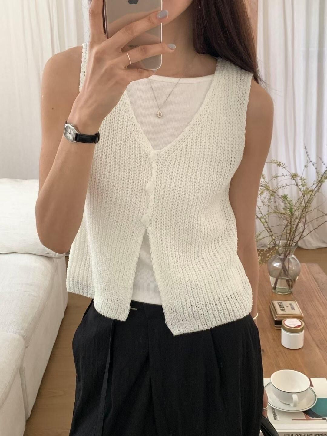 半鈕扣針織背心
