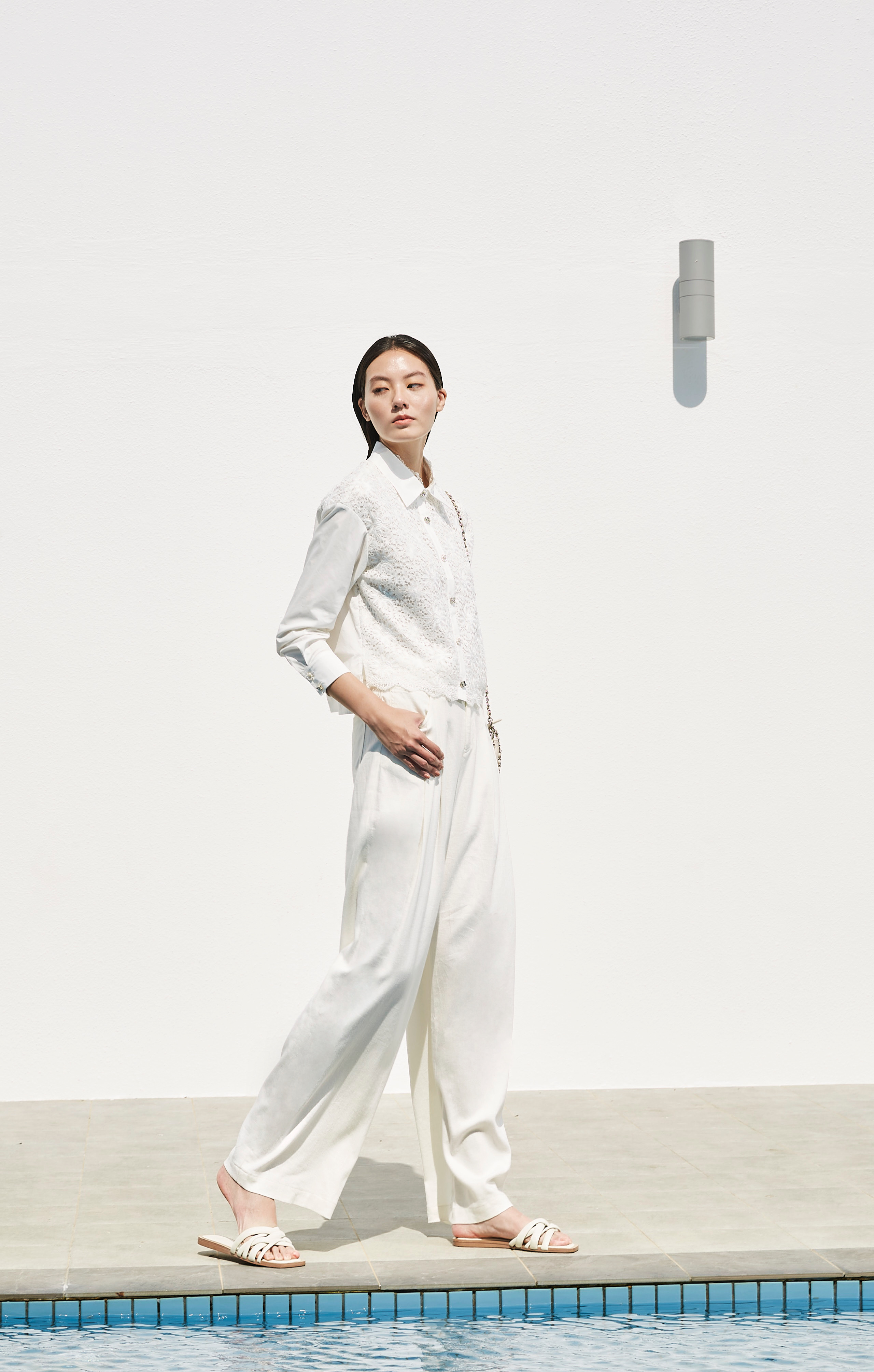 BD10028B1 巴特羅水波舞打折麻寬褲 (附腰帶)