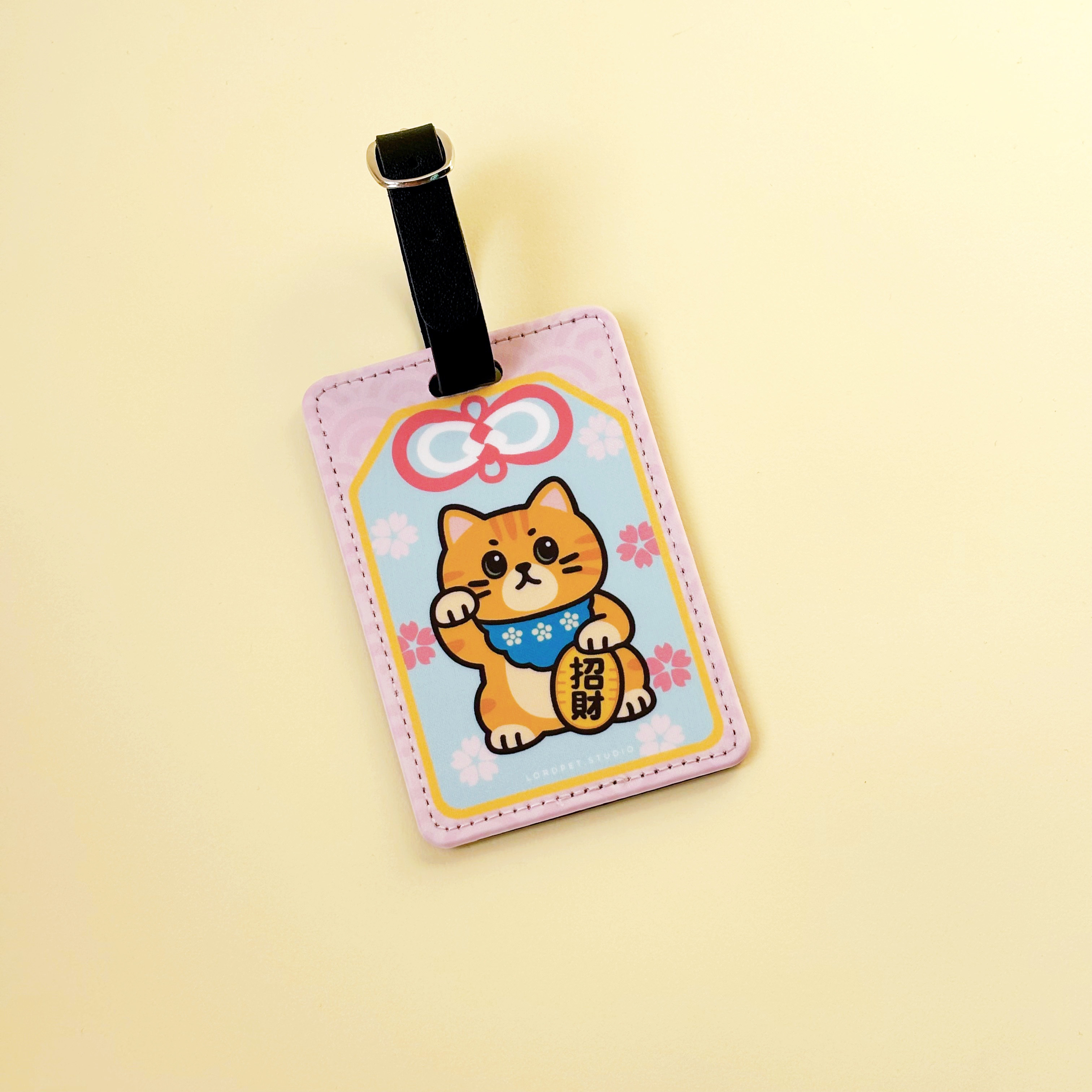 櫻花招財貓 卡套/ 行李牌 /可愛守護 財運滿滿