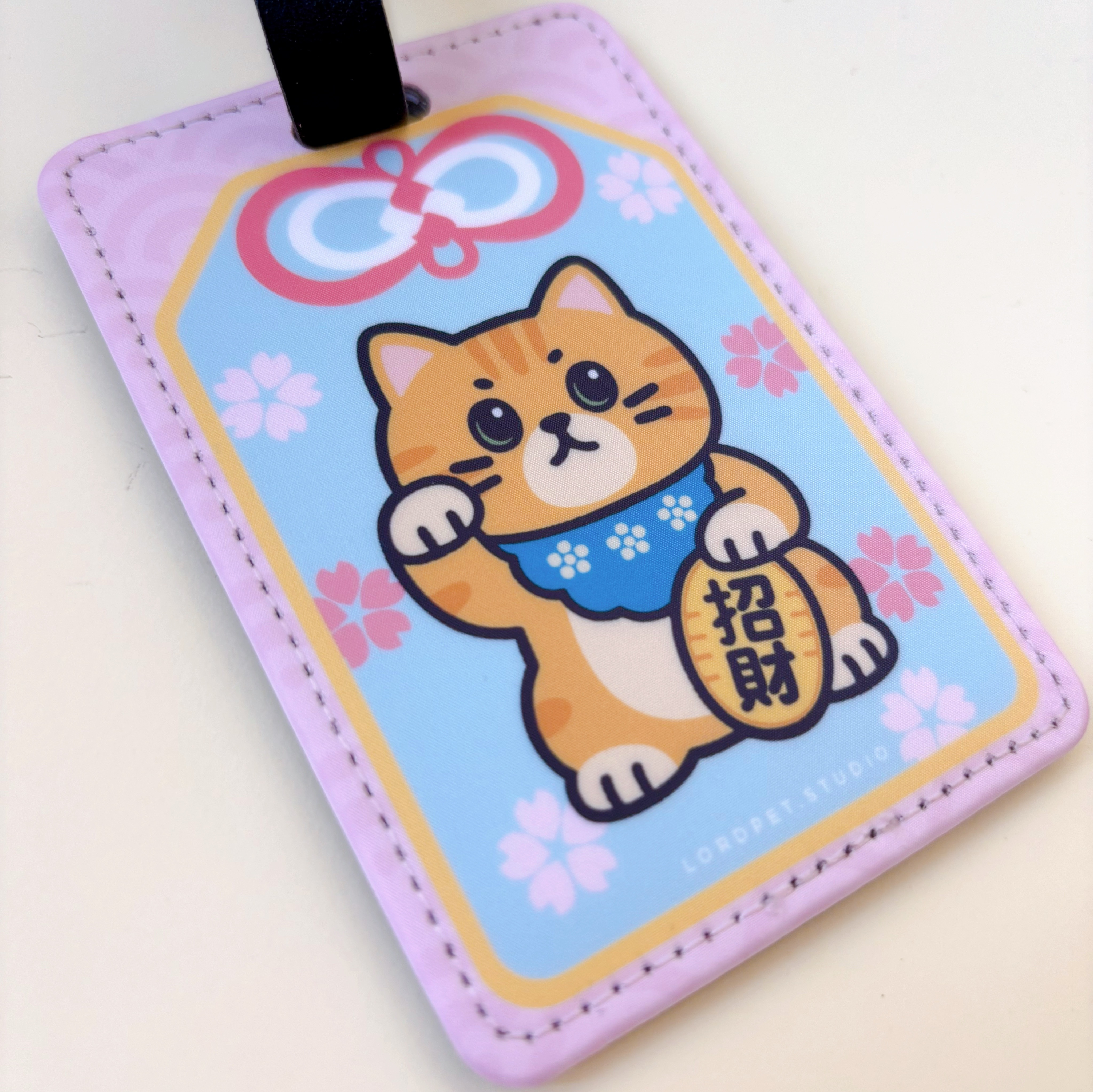 櫻花招財貓 卡套/ 行李牌 /可愛守護 財運滿滿