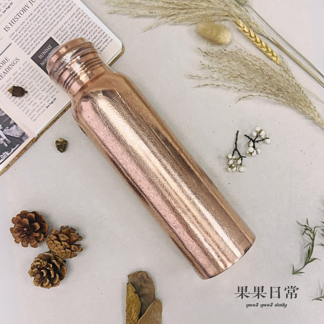 印度純銅水壺 1000ml Indian Pure Copper Bottle 1000ml (Embossed壓花)